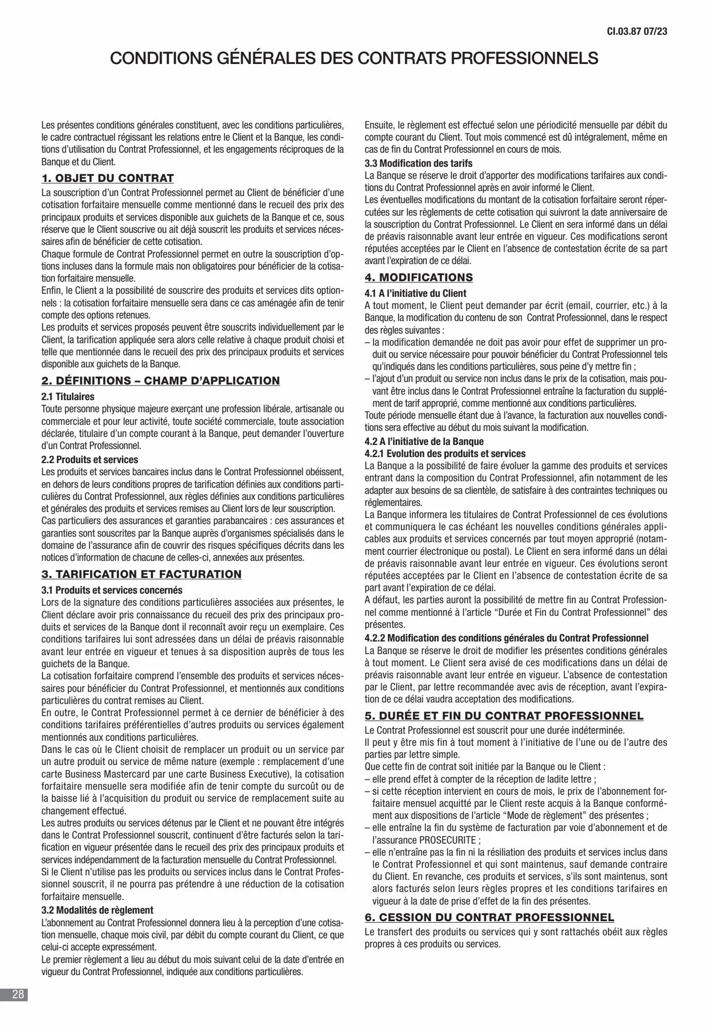 Catalogue CIC Conditions générales Professionels, page 00030