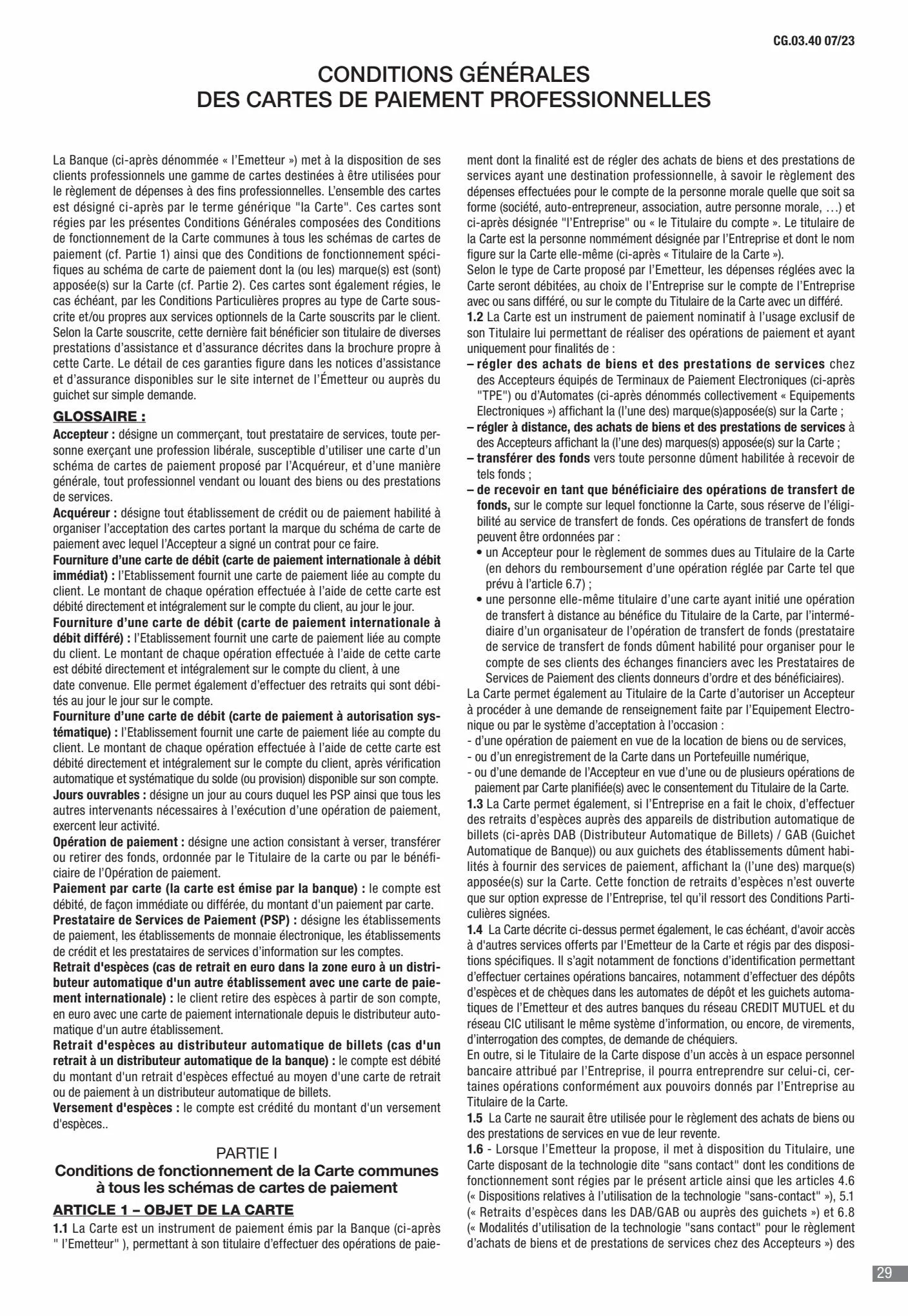 Catalogue CIC Conditions générales Professionels, page 00031