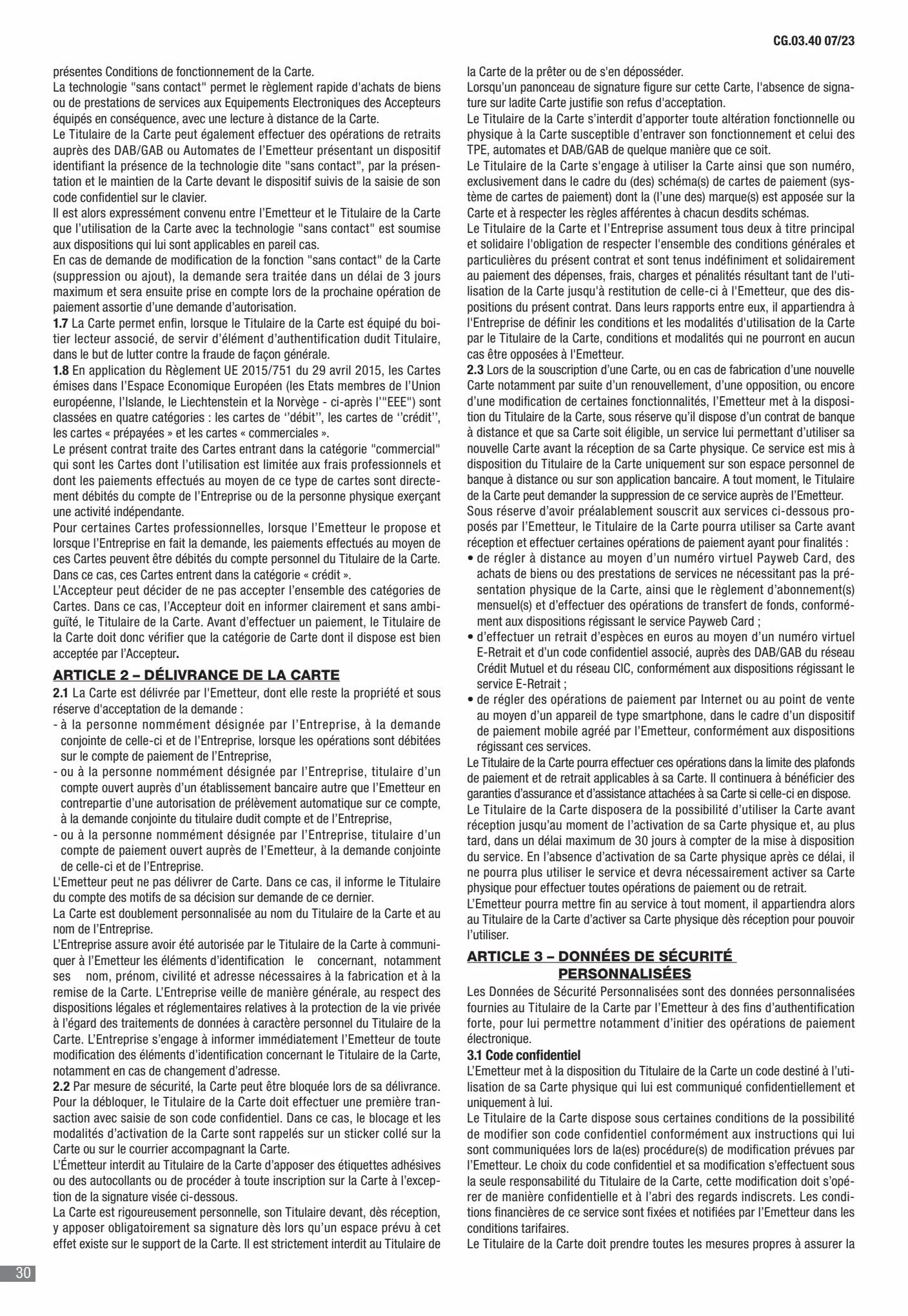 Catalogue CIC Conditions générales Professionels, page 00032