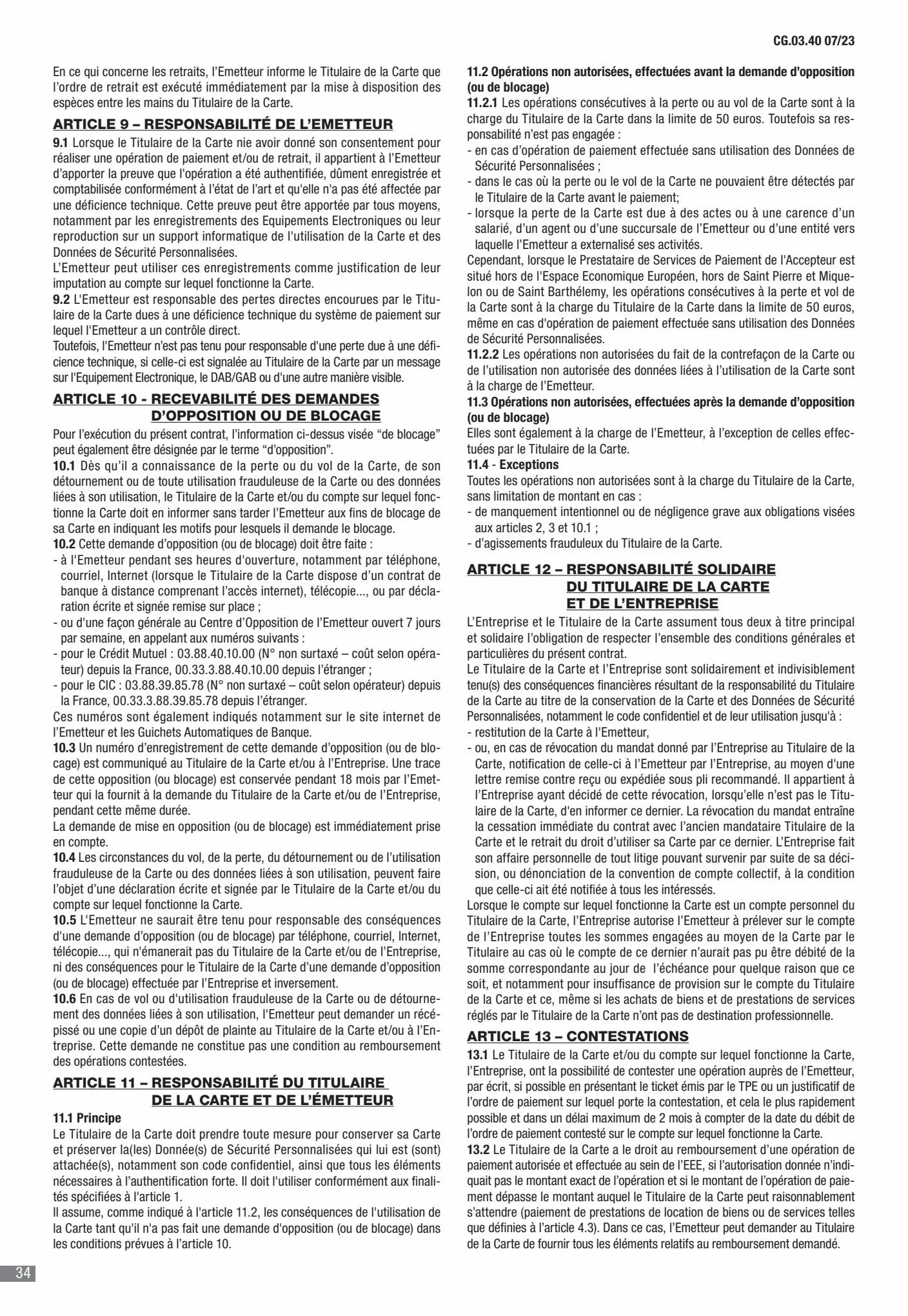 Catalogue CIC Conditions générales Professionels, page 00036