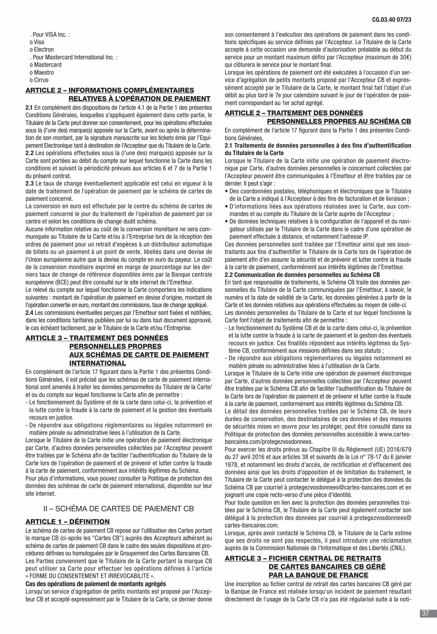 Catalogue CIC Conditions générales Professionels, page 00039