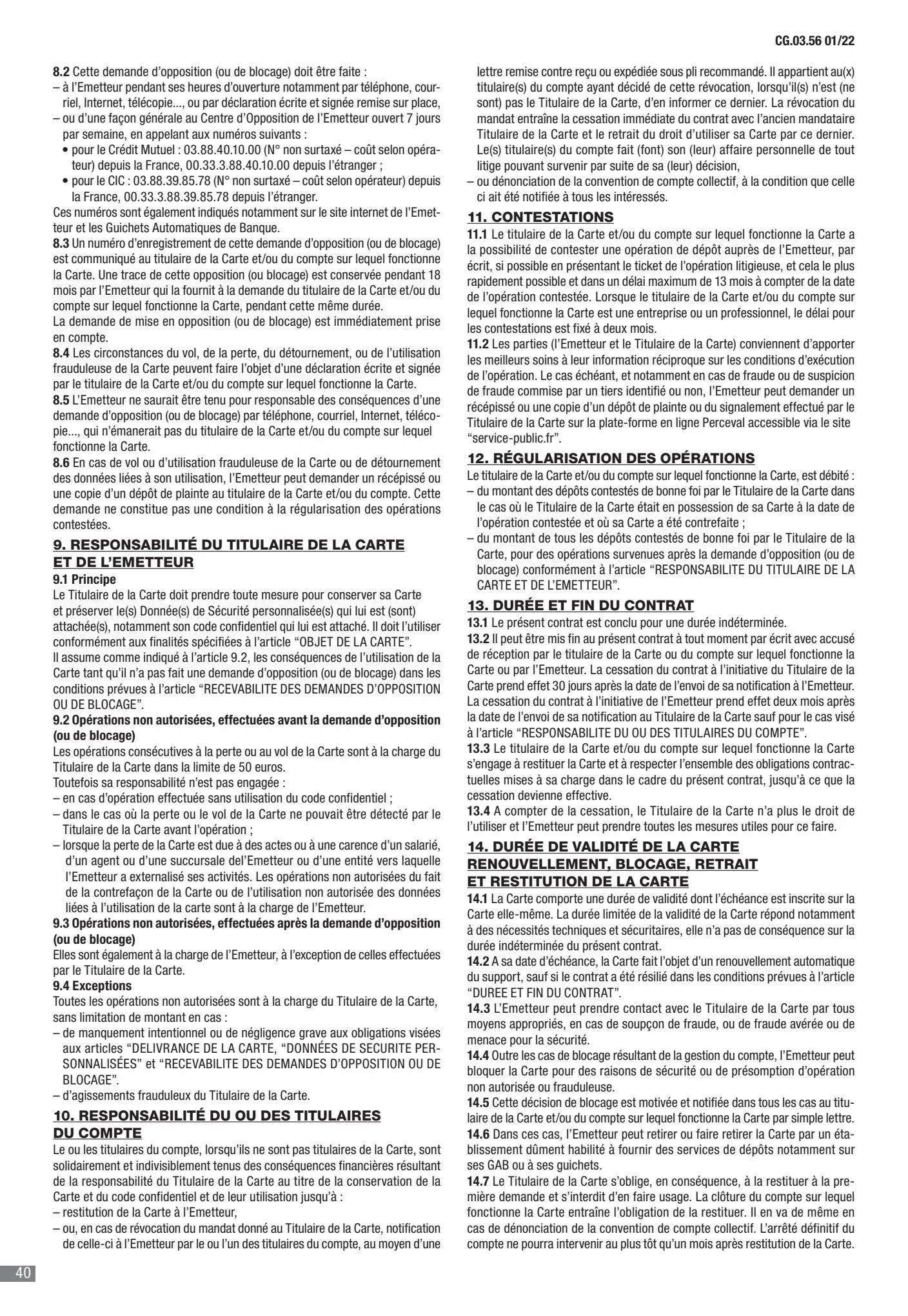 Catalogue CIC Conditions générales Professionels, page 00042