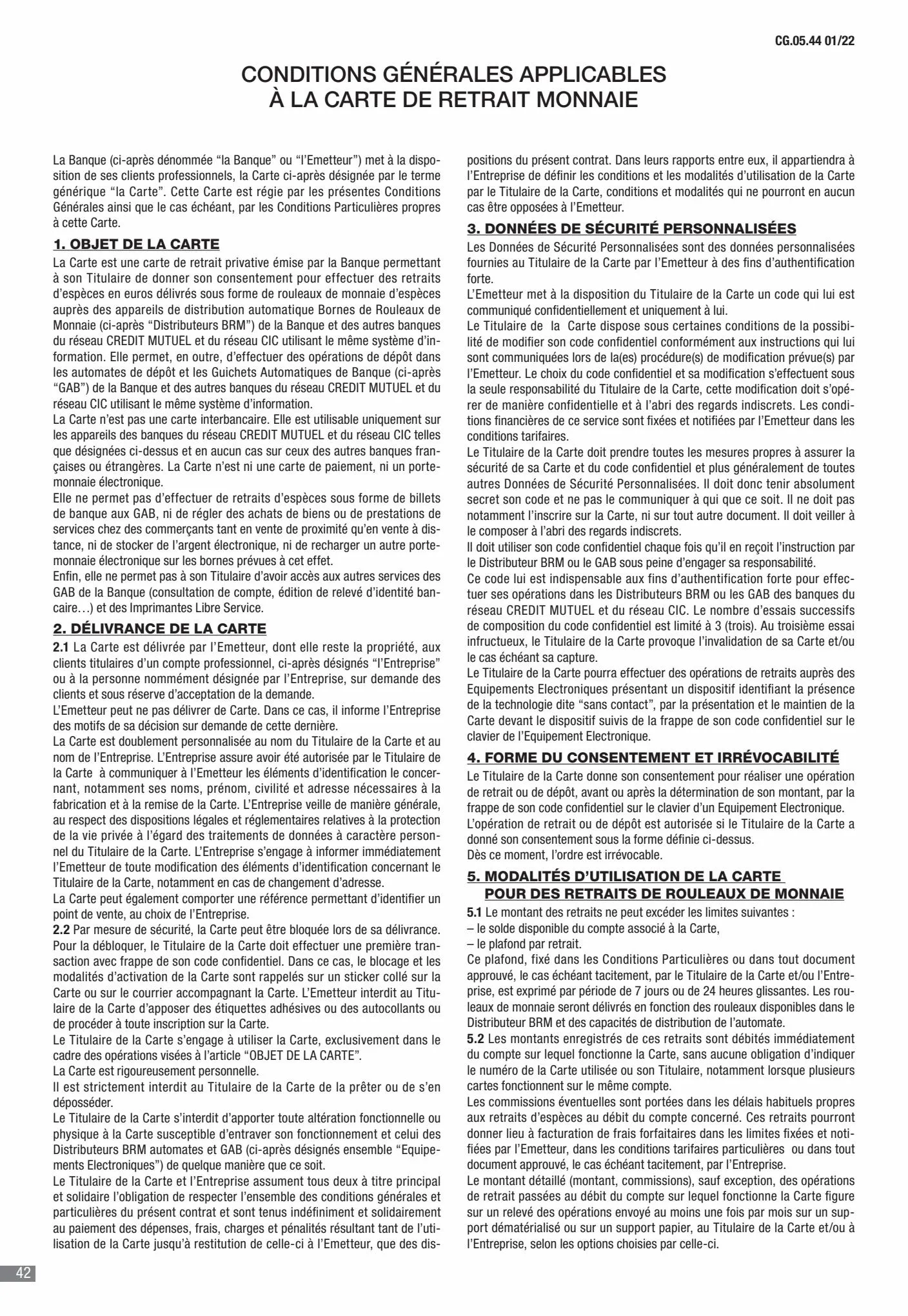 Catalogue CIC Conditions générales Professionels, page 00044