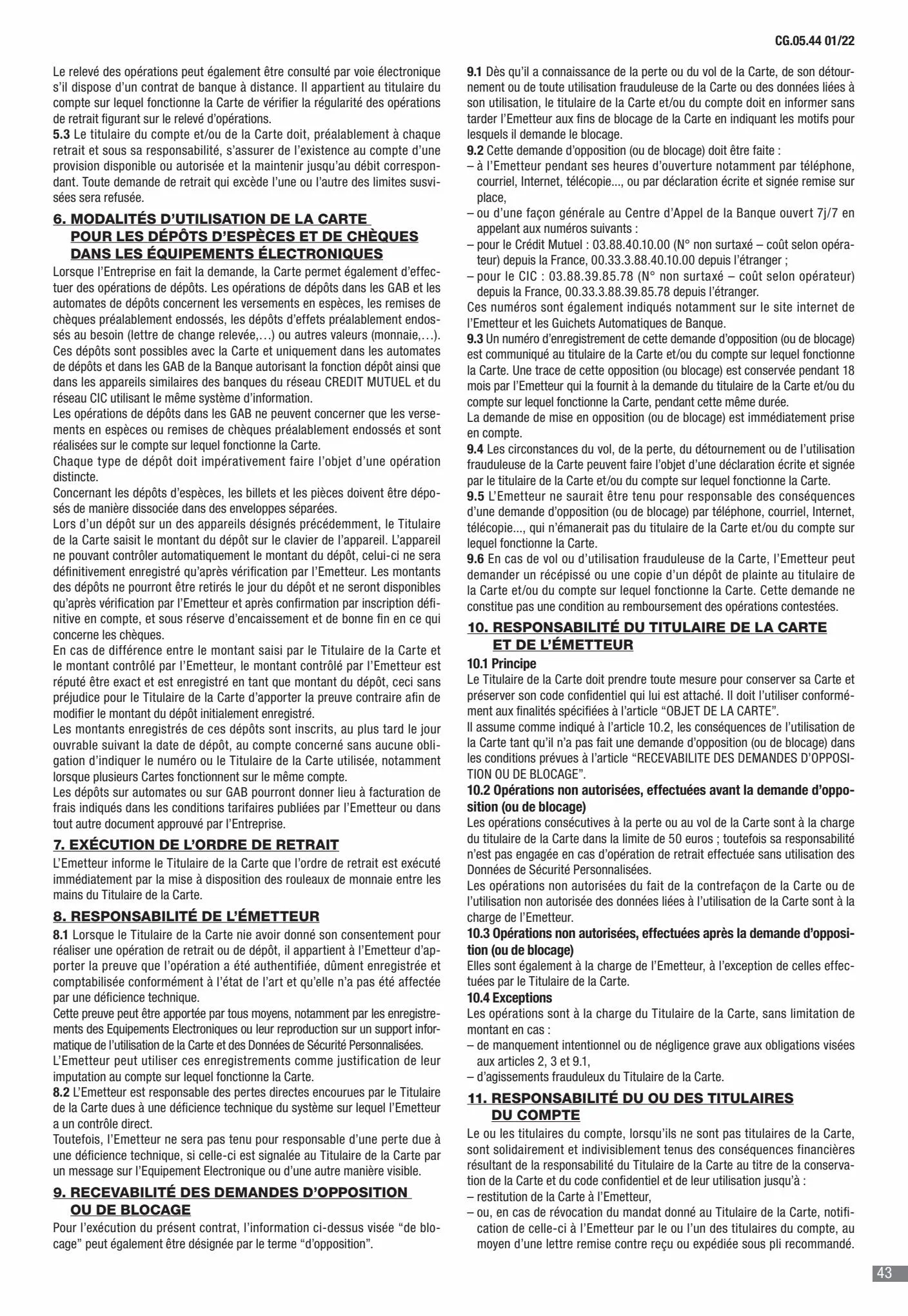 Catalogue CIC Conditions générales Professionels, page 00045