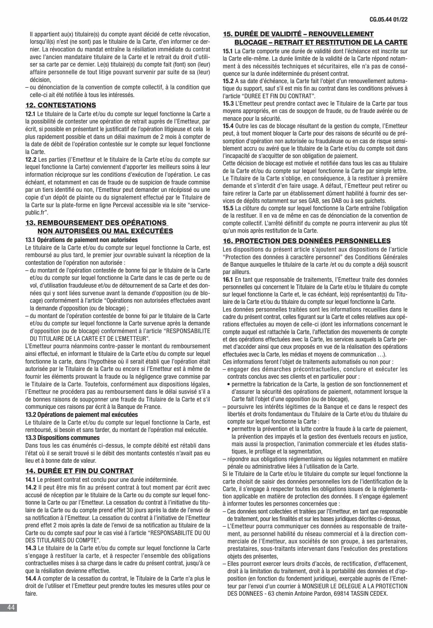 Catalogue CIC Conditions générales Professionels, page 00046