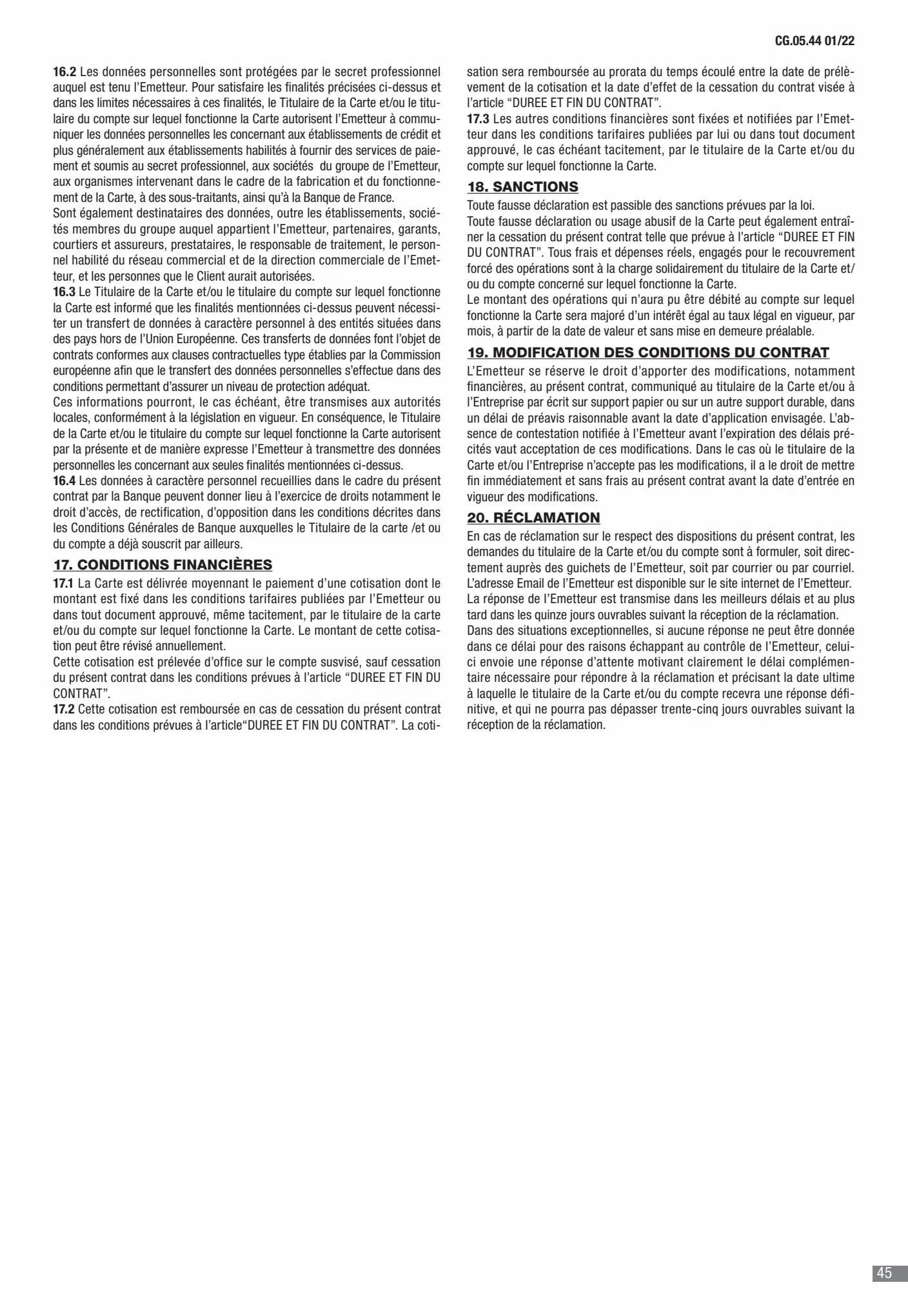Catalogue CIC Conditions générales Professionels, page 00047