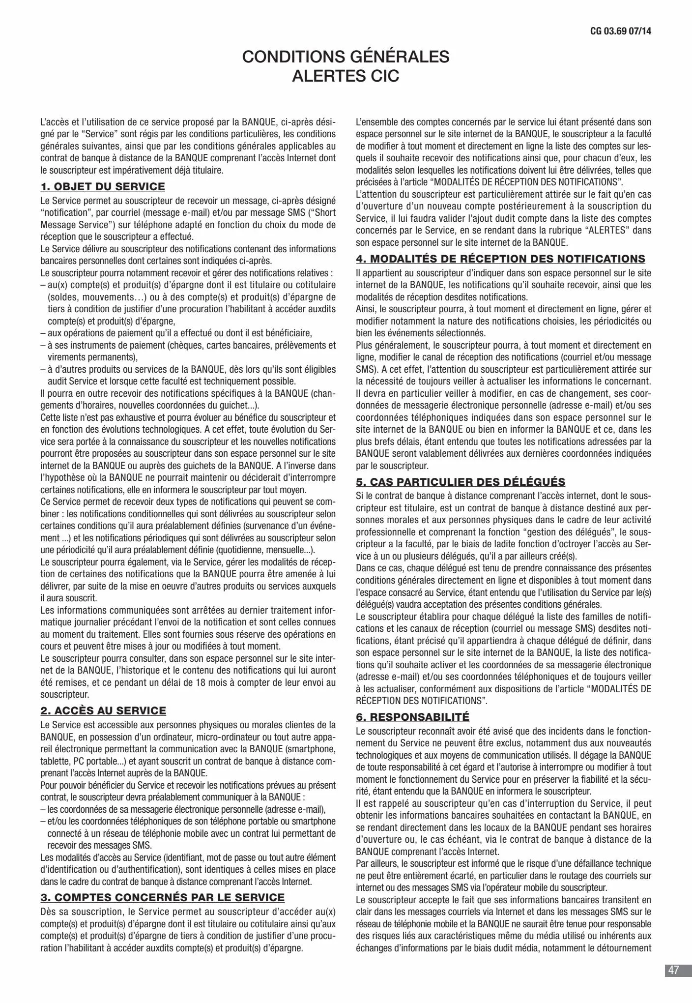 Catalogue CIC Conditions générales Professionels, page 00049