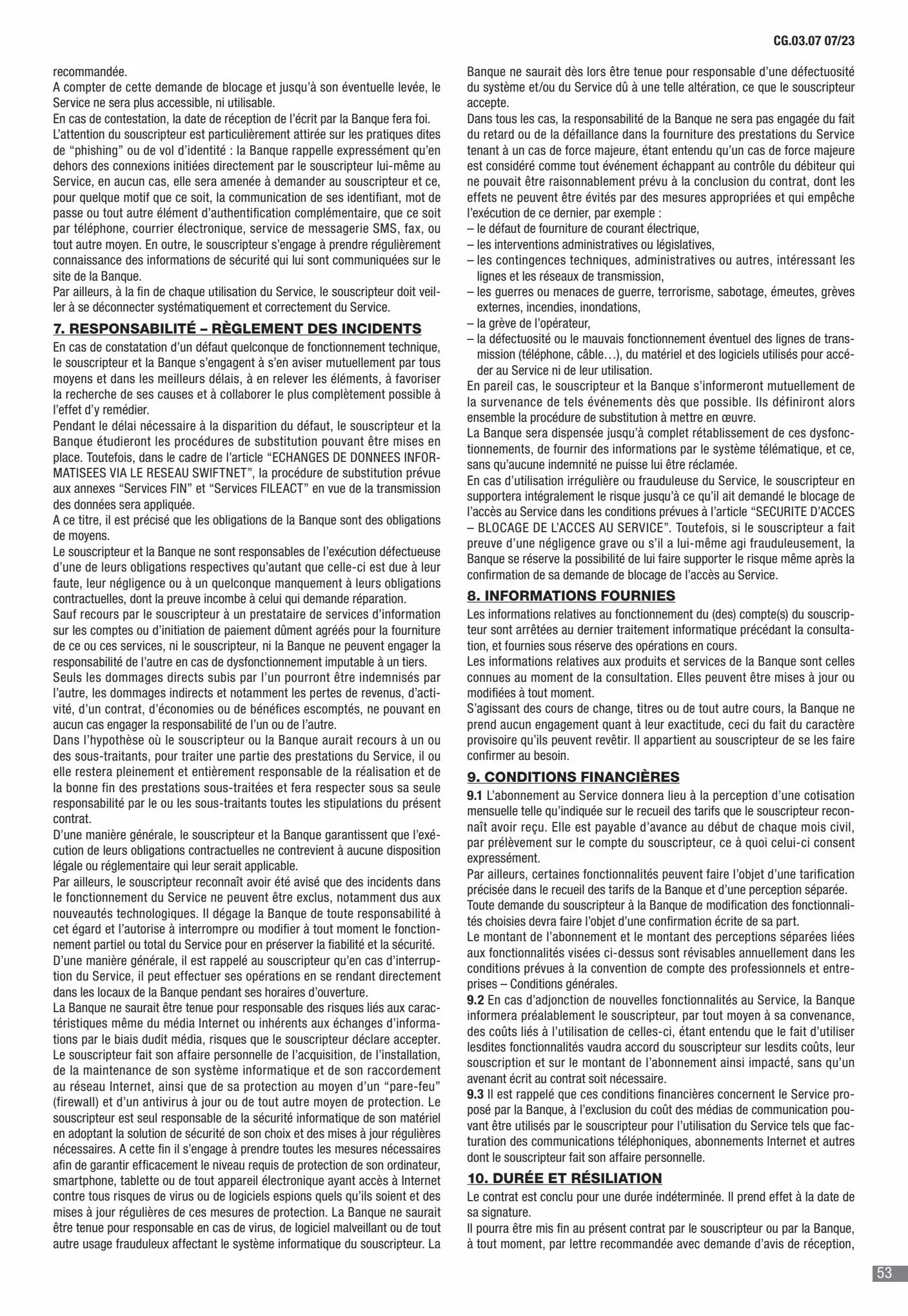 Catalogue CIC Conditions générales Professionels, page 00055
