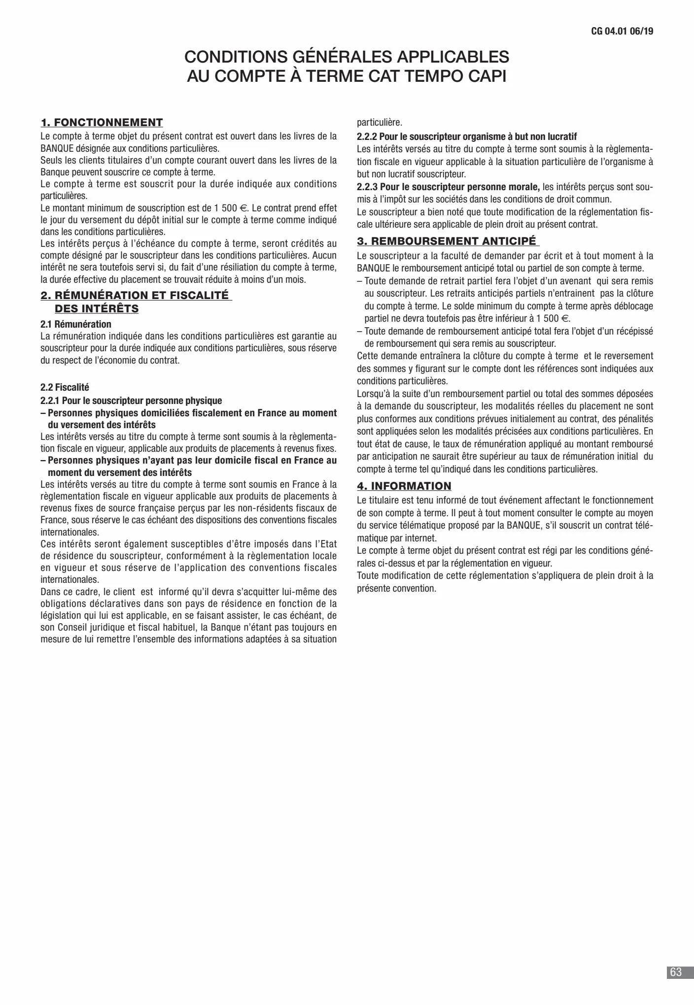 Catalogue CIC Conditions générales Professionels, page 00065
