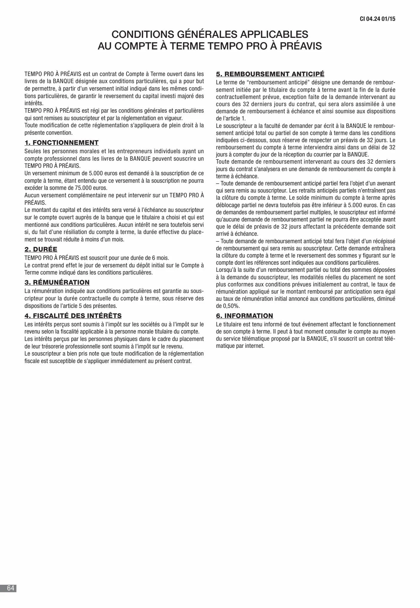 Catalogue CIC Conditions générales Professionels, page 00066