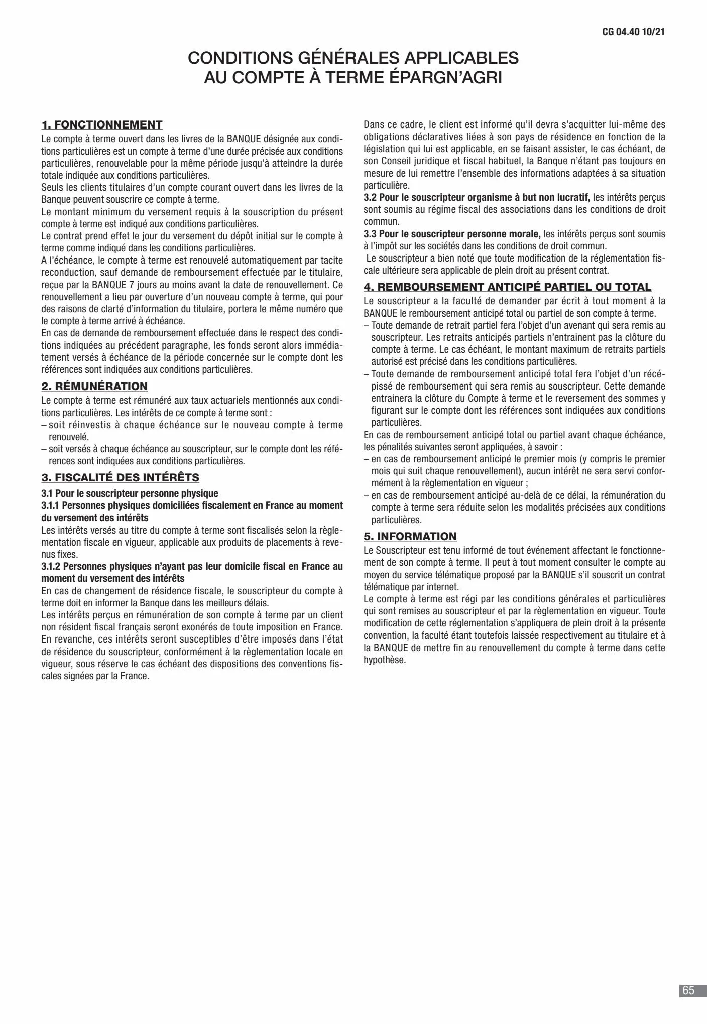 Catalogue CIC Conditions générales Professionels, page 00067