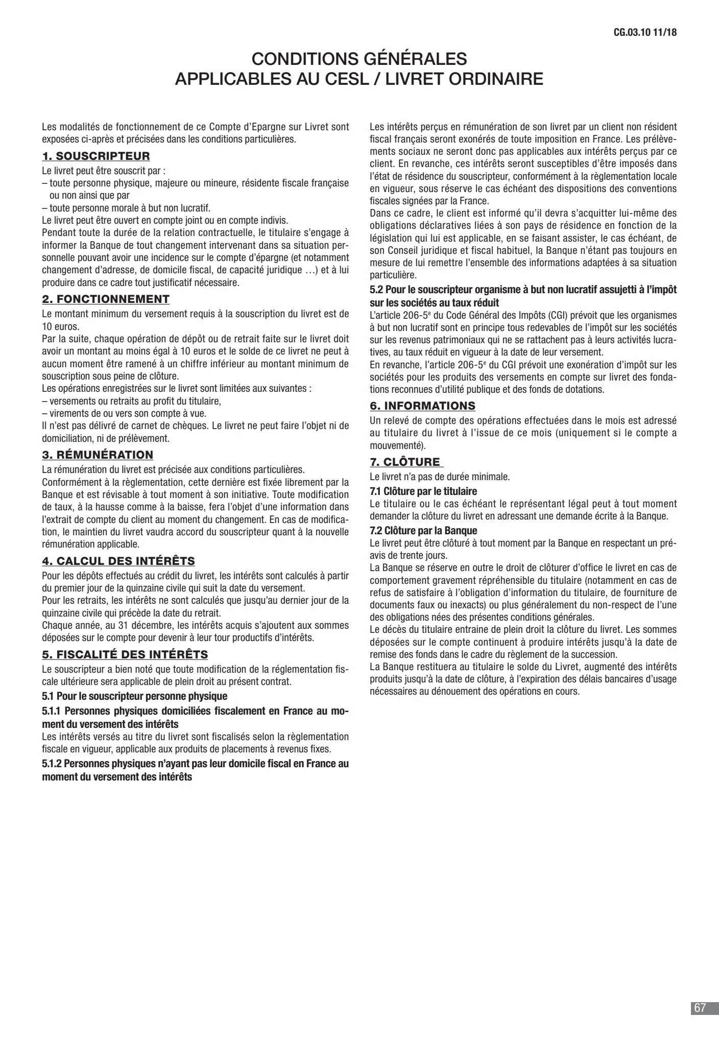 Catalogue CIC Conditions générales Professionels, page 00069