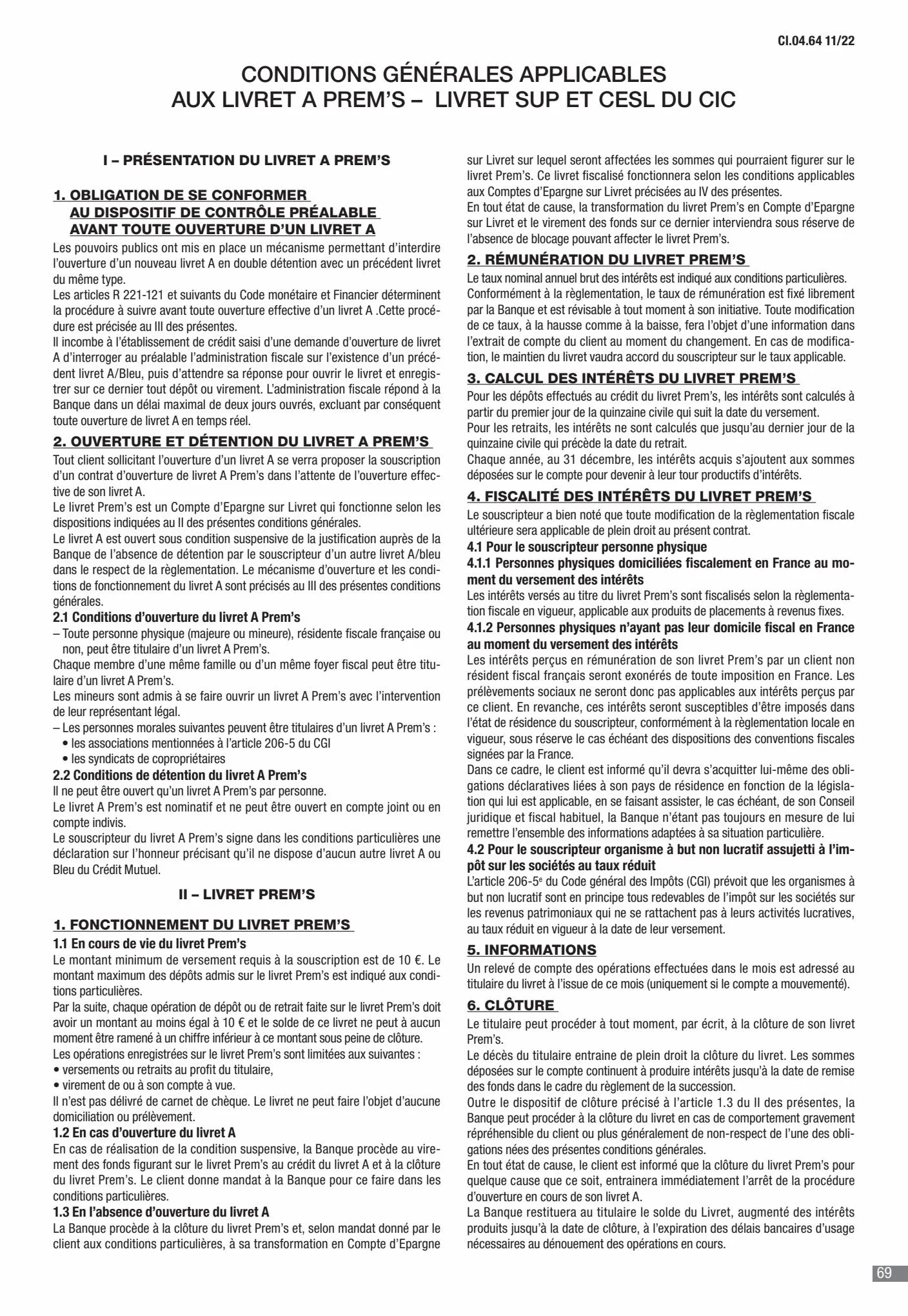 Catalogue CIC Conditions générales Professionels, page 00071