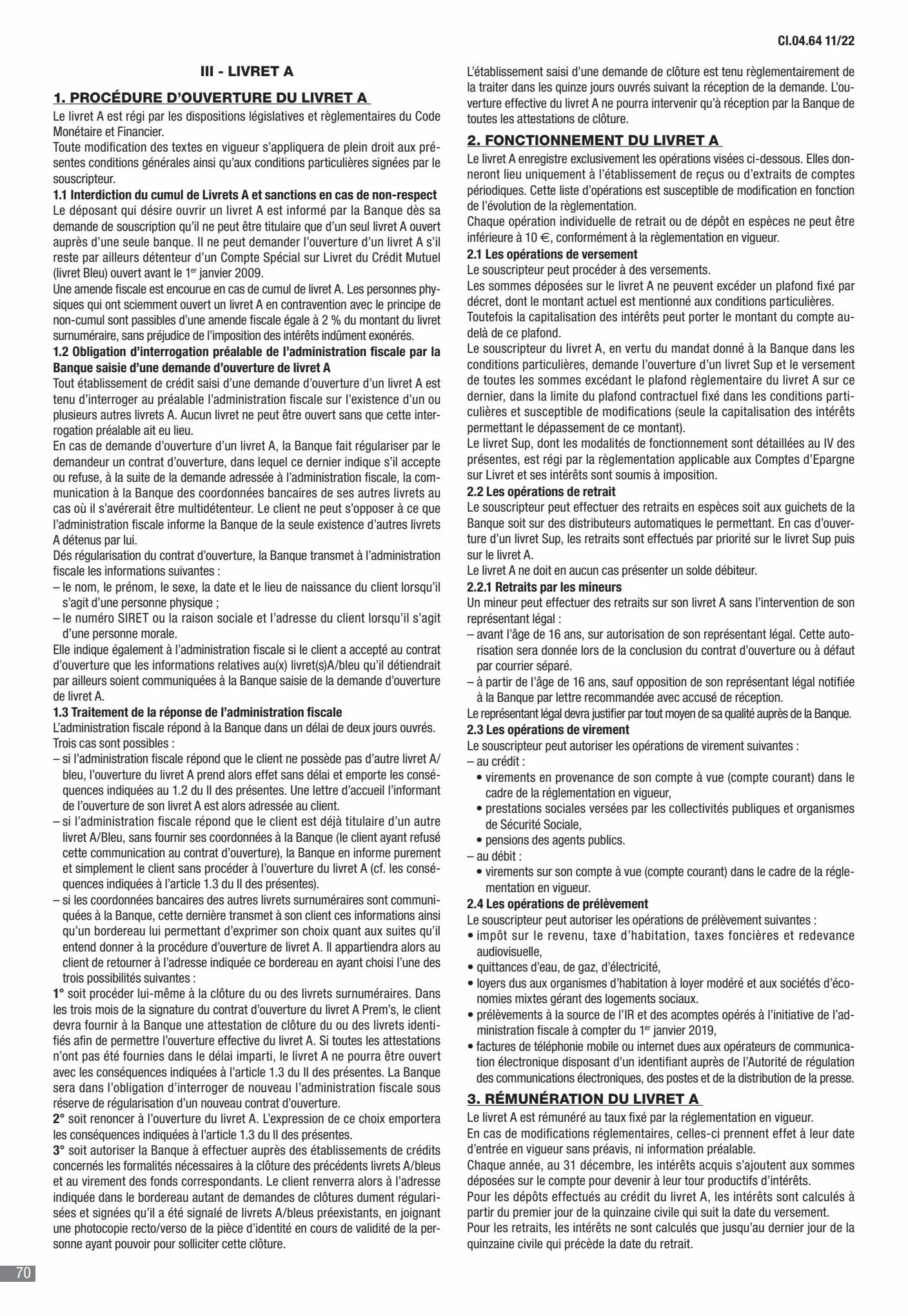 Catalogue CIC Conditions générales Professionels, page 00072