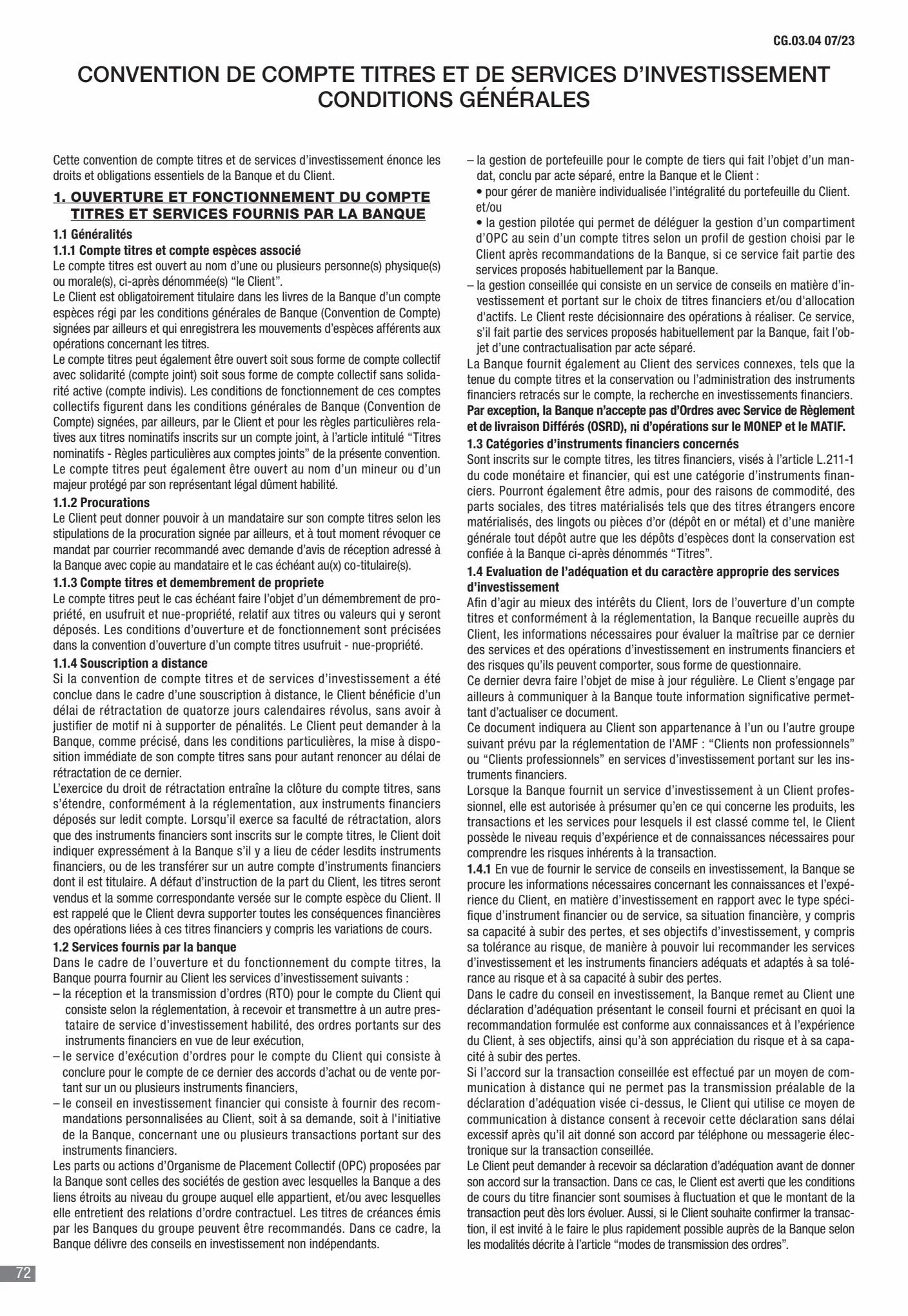 Catalogue CIC Conditions générales Professionels, page 00074