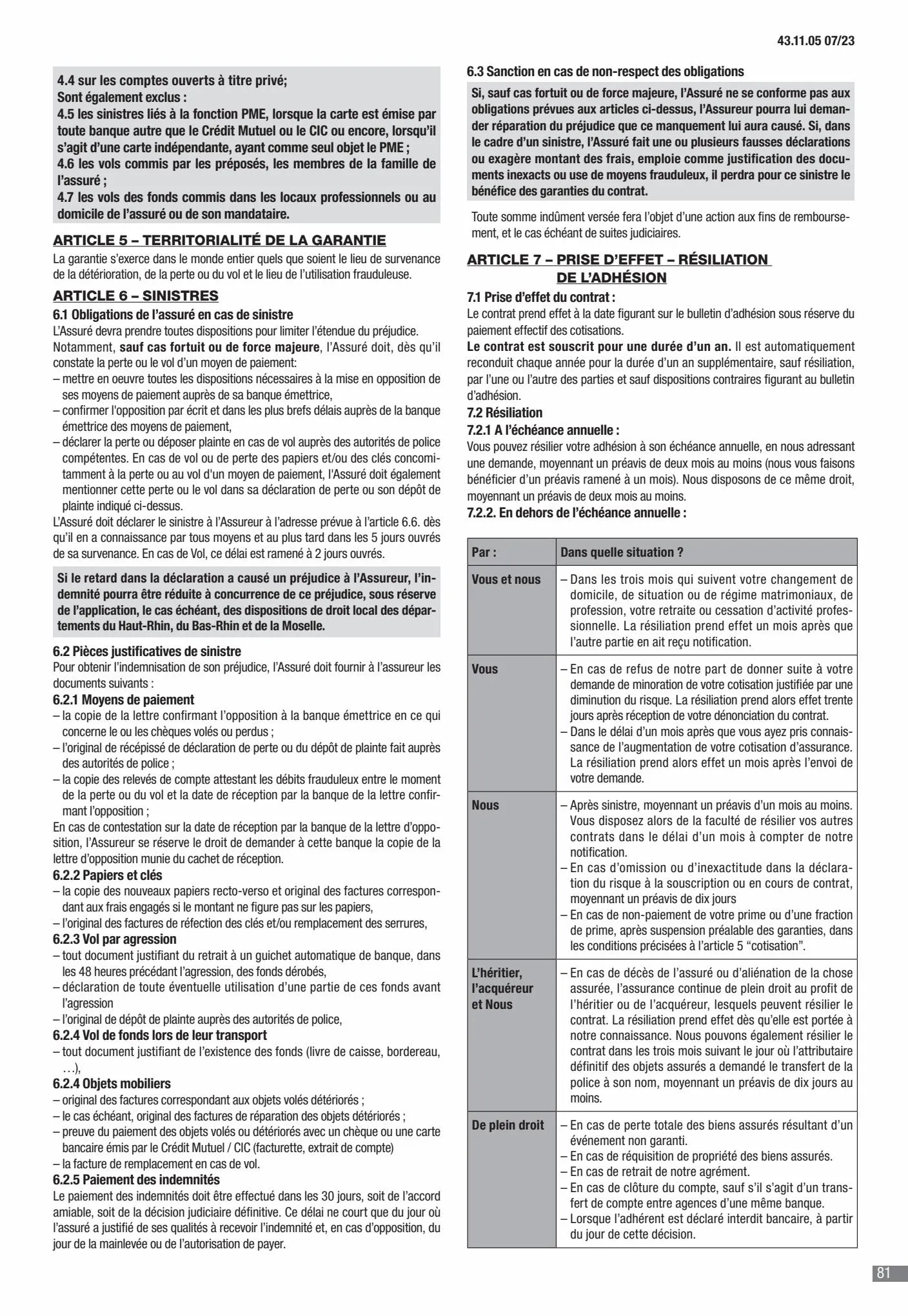 Catalogue CIC Conditions générales Professionels, page 00083