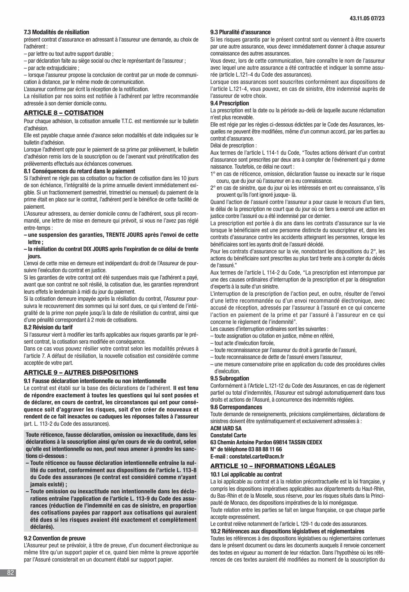 Catalogue CIC Conditions générales Professionels, page 00084