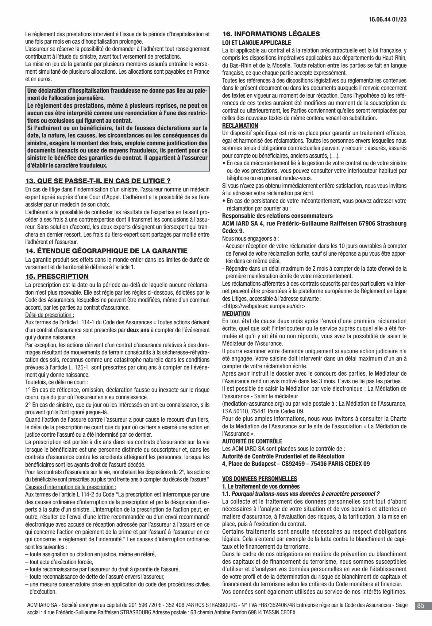 Catalogue CIC Conditions générales Professionels, page 00087