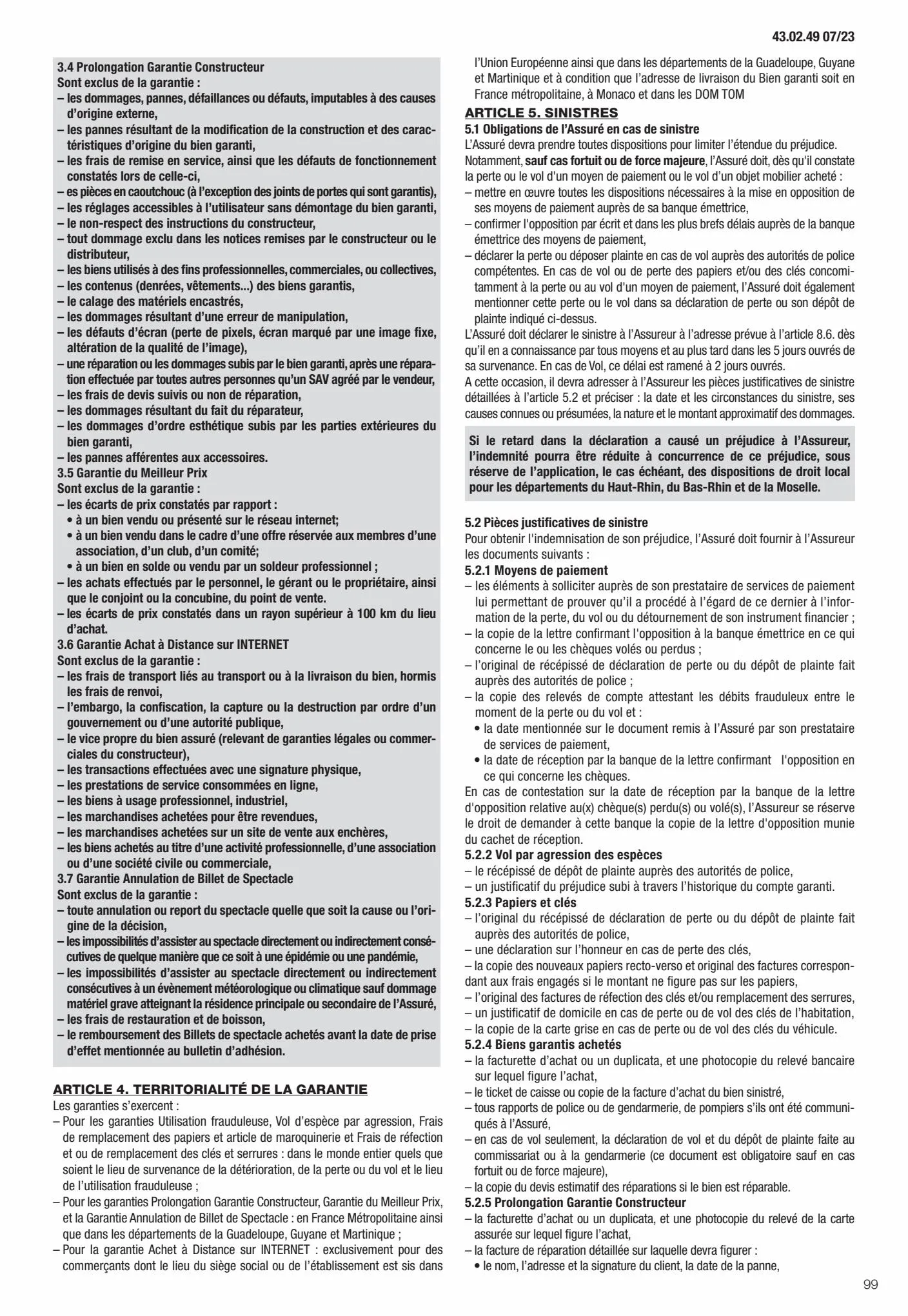 Catalogue Conditions générales Particuliers, page 00101