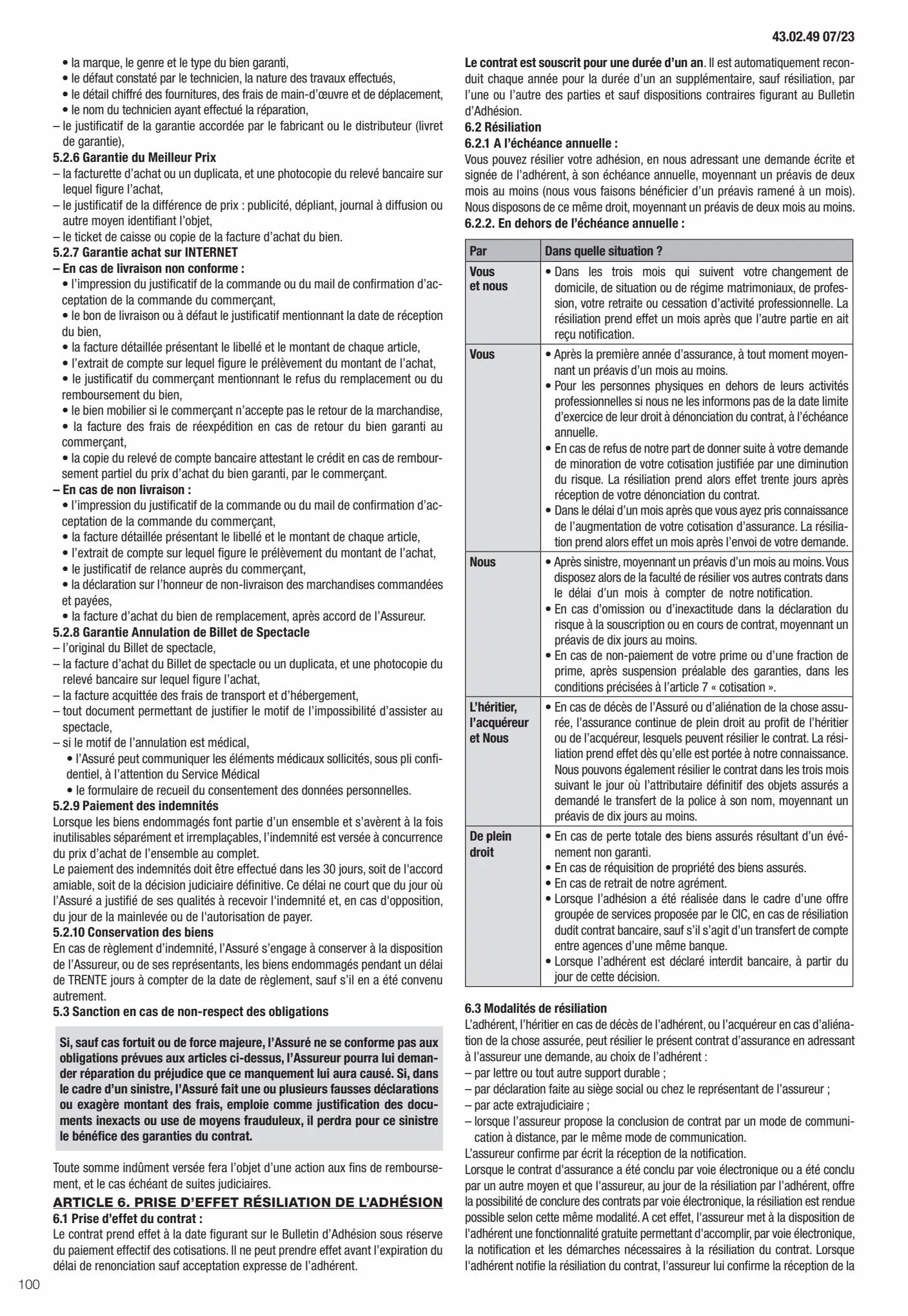 Catalogue Conditions générales Particuliers, page 00102