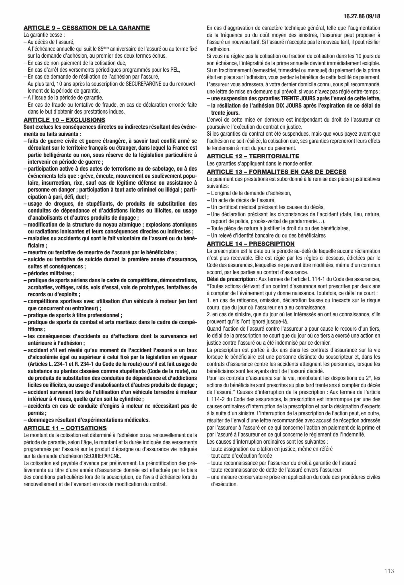 Catalogue Conditions générales Particuliers, page 00115