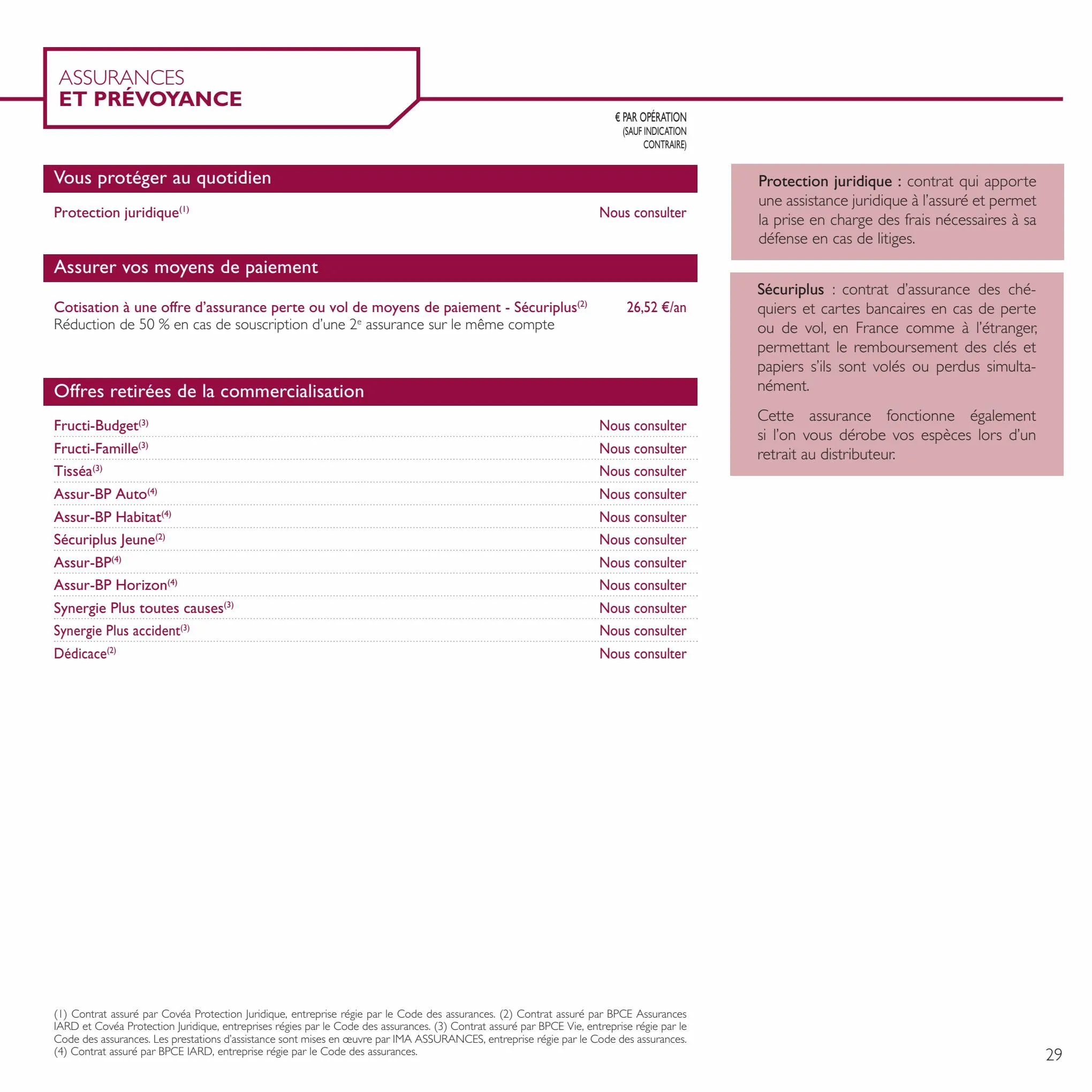 Catalogue BPBFC TARIFS, page 00029