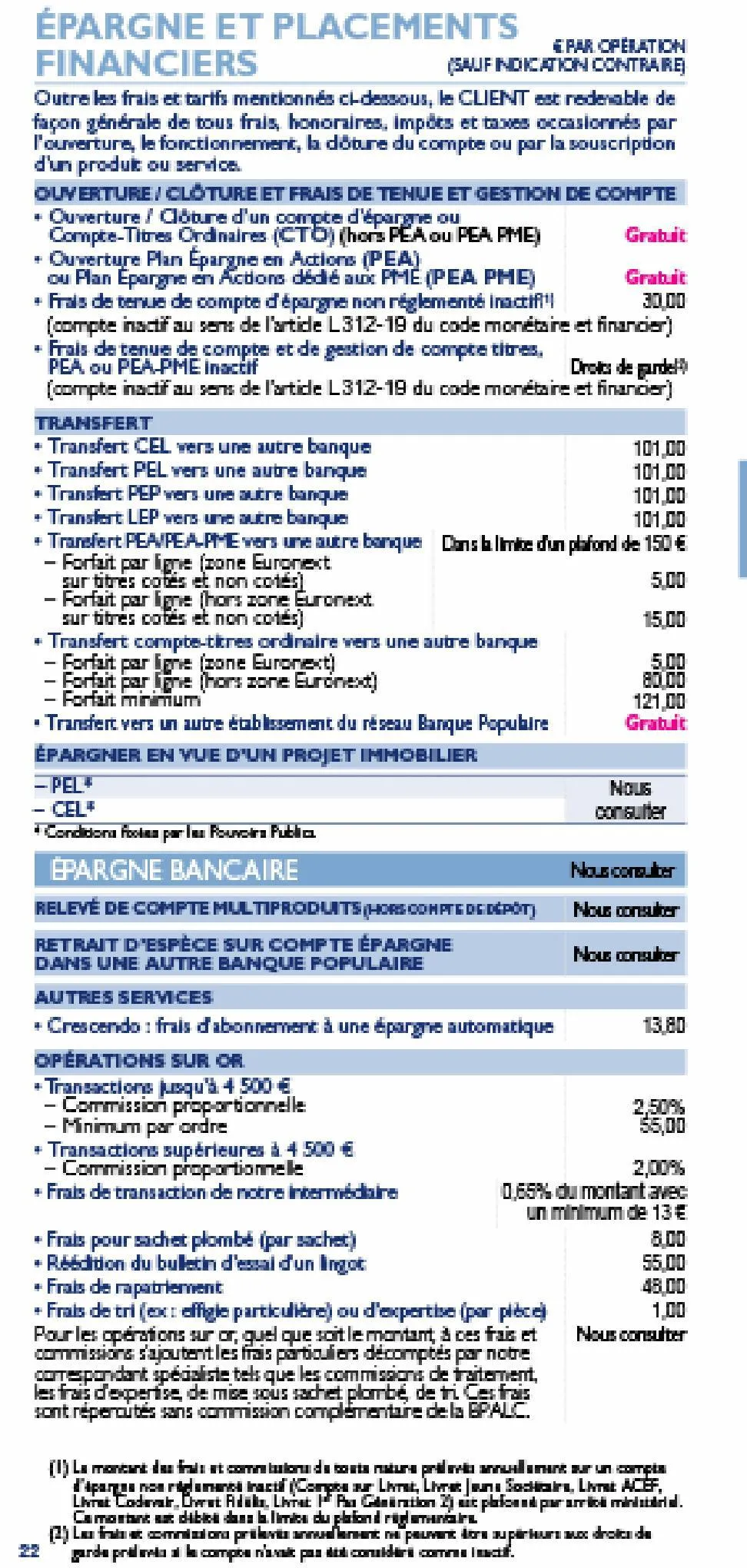 Catalogue Bpalc tarifs particuliers , page 00022
