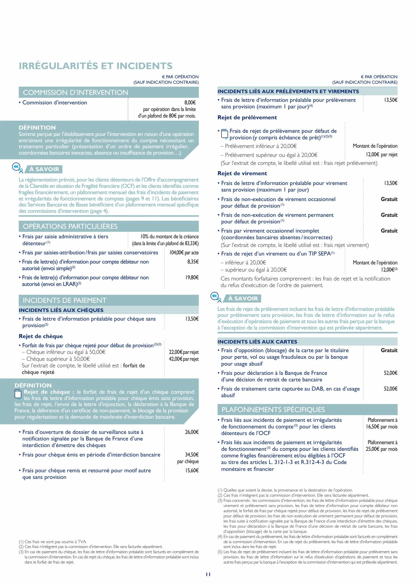 Catalogue Tarifs des operations et services bpnord particuliers 2023, page 00011