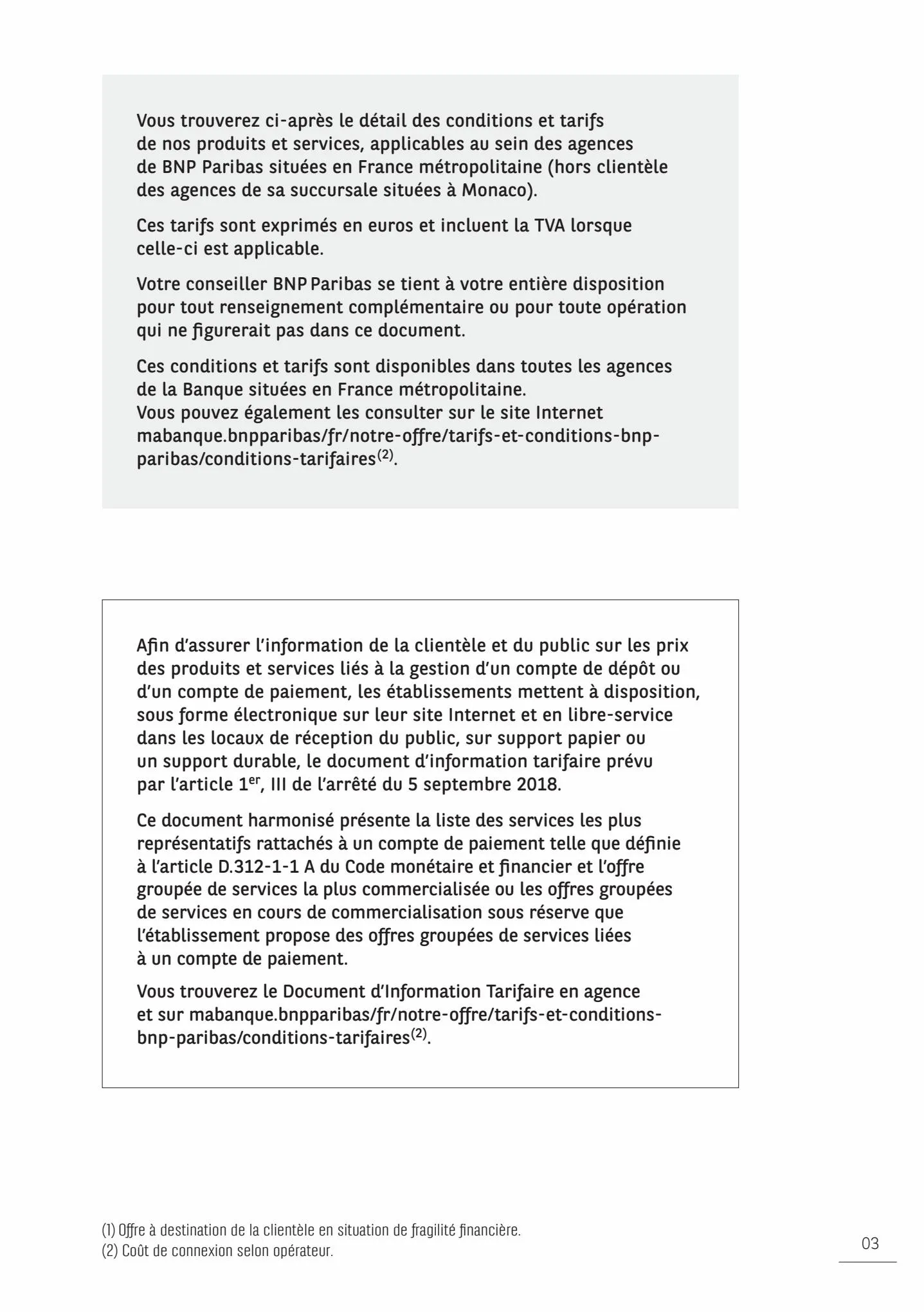 Catalogue BNP Paribas tarifaires, page 00003