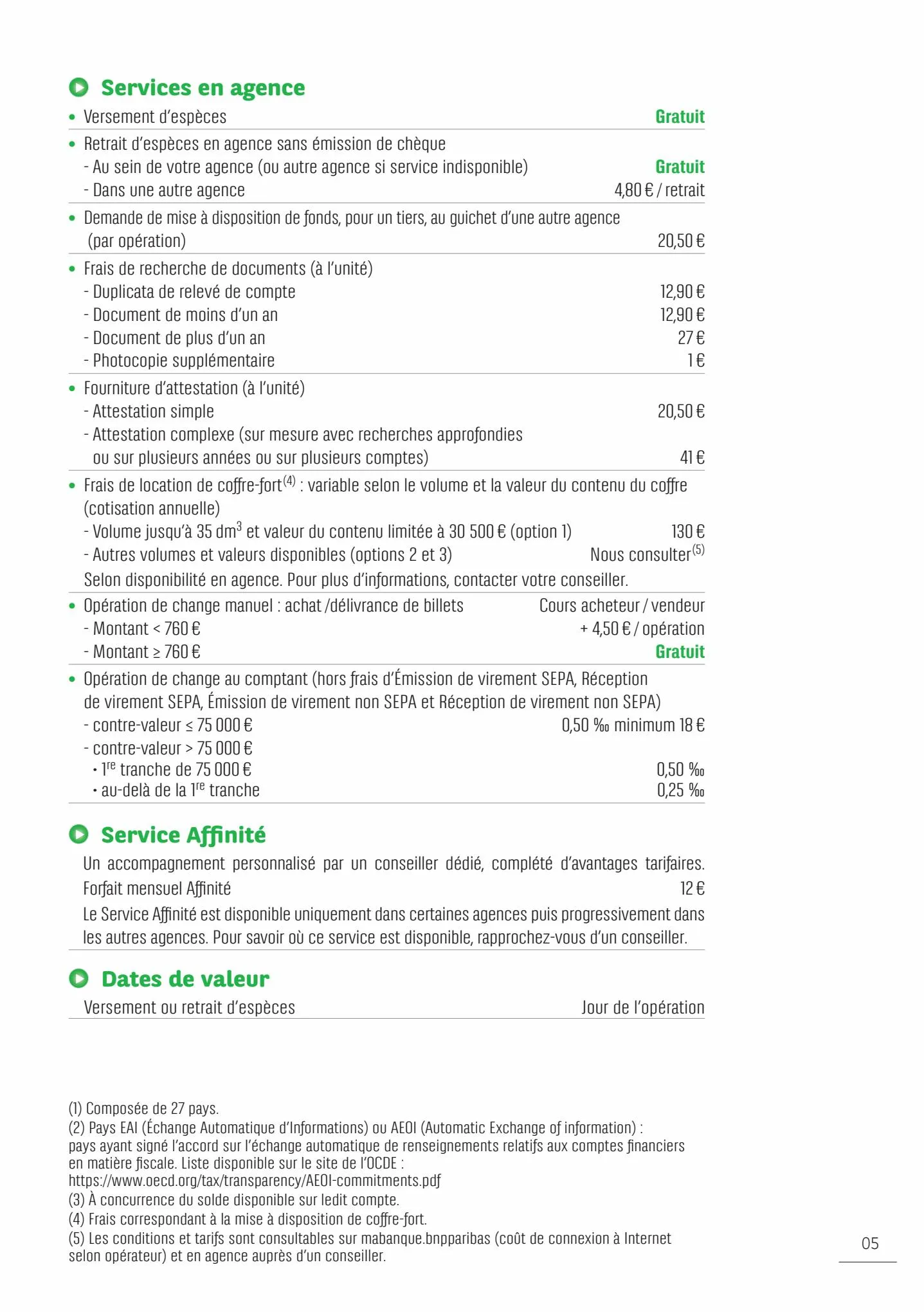 Catalogue BNP Paribas tarifaires, page 00005