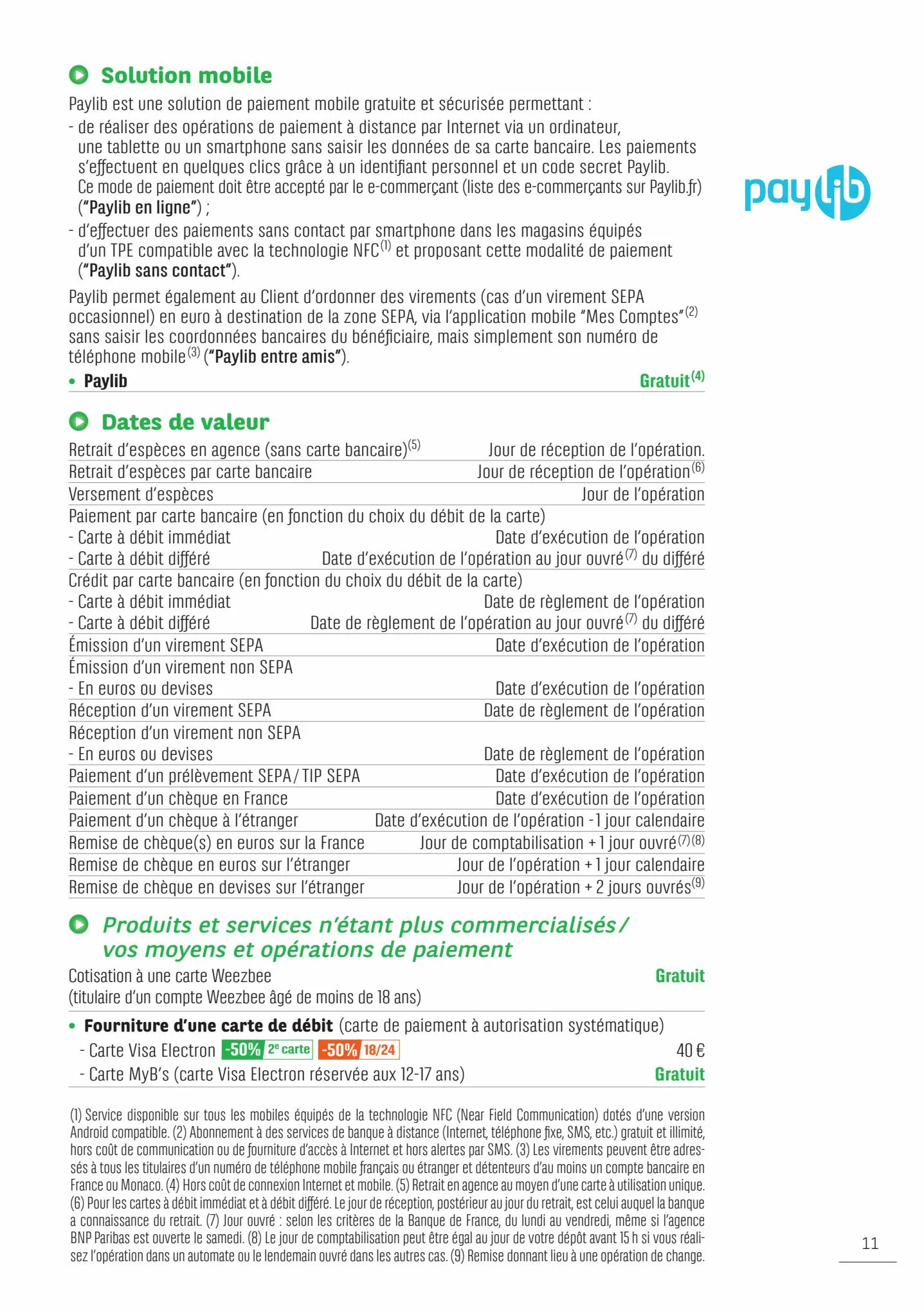 Catalogue BNP Paribas tarifaires, page 00011
