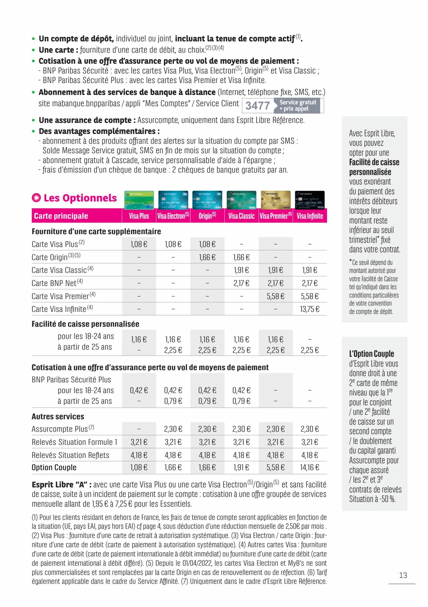Catalogue BNP Paribas tarifaires, page 00013