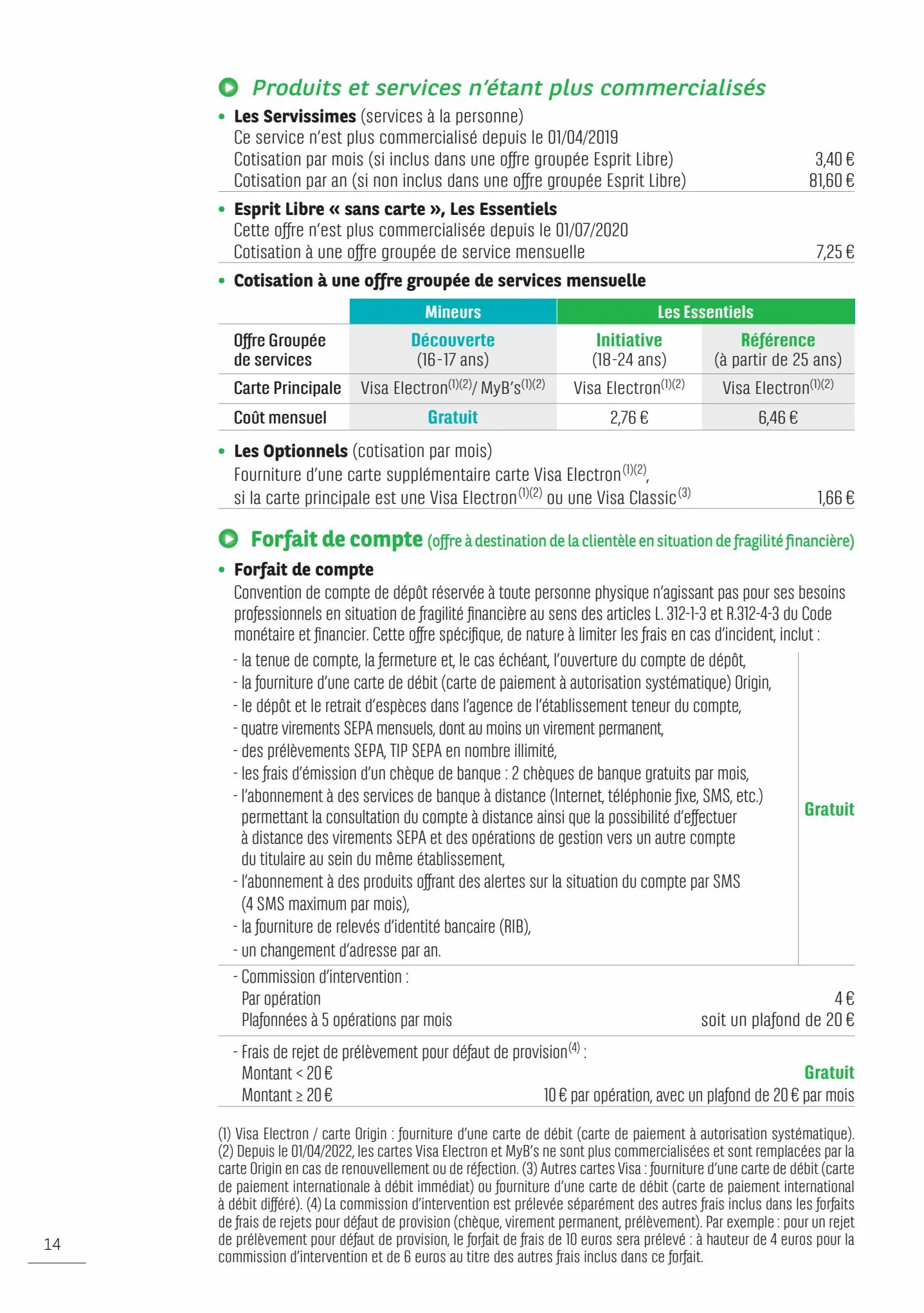 Catalogue BNP Paribas tarifaires, page 00014