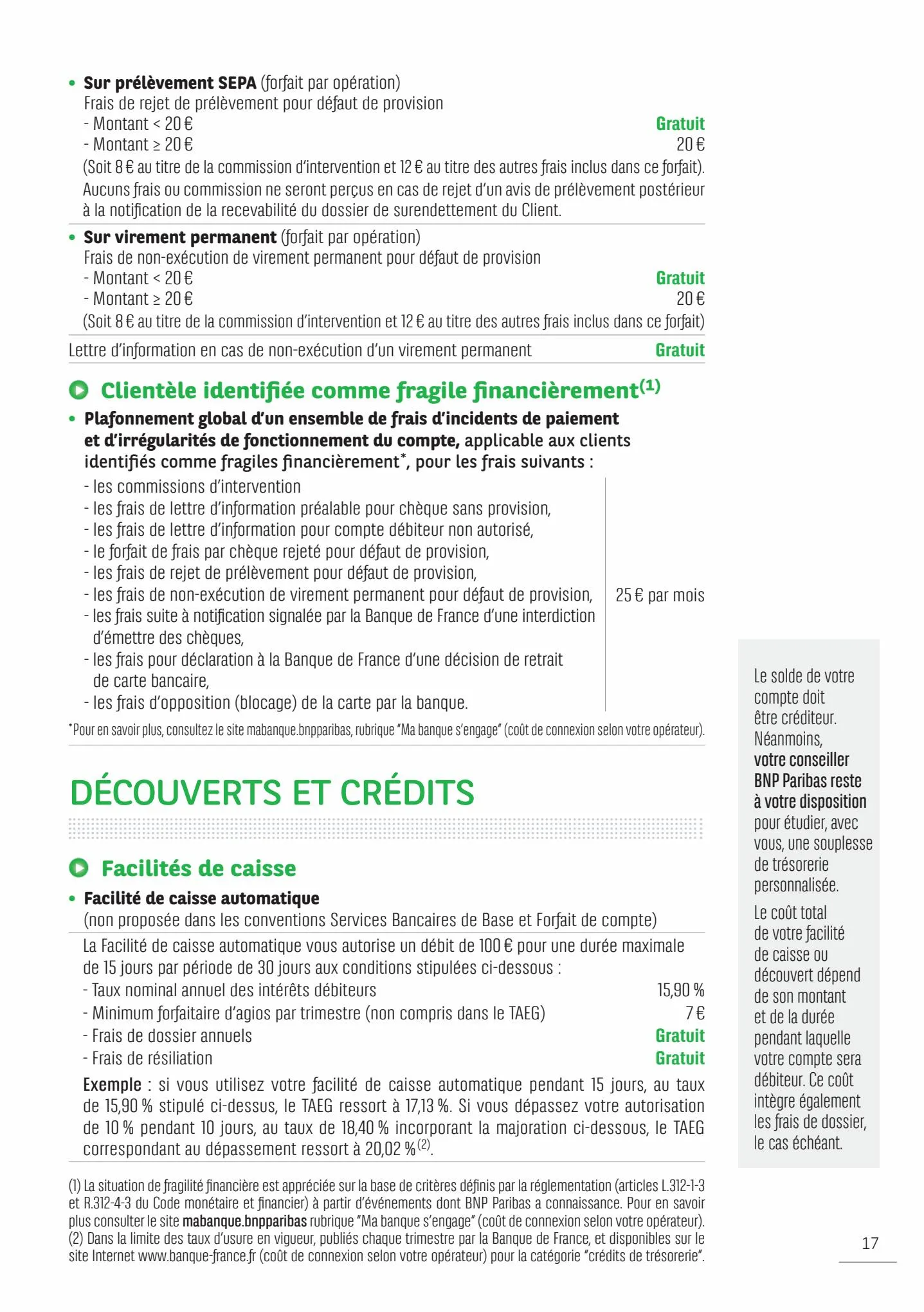 Catalogue BNP Paribas tarifaires, page 00017