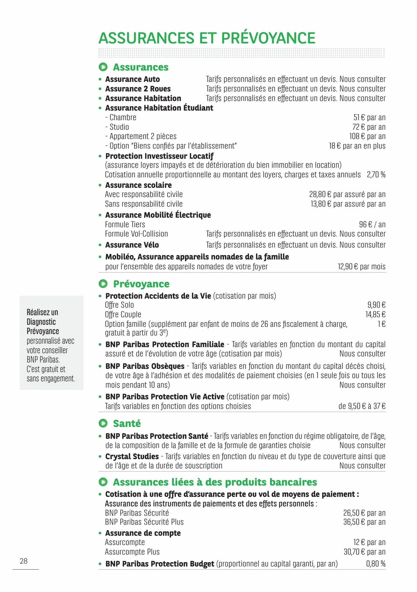 Catalogue BNP Paribas tarifaires, page 00028