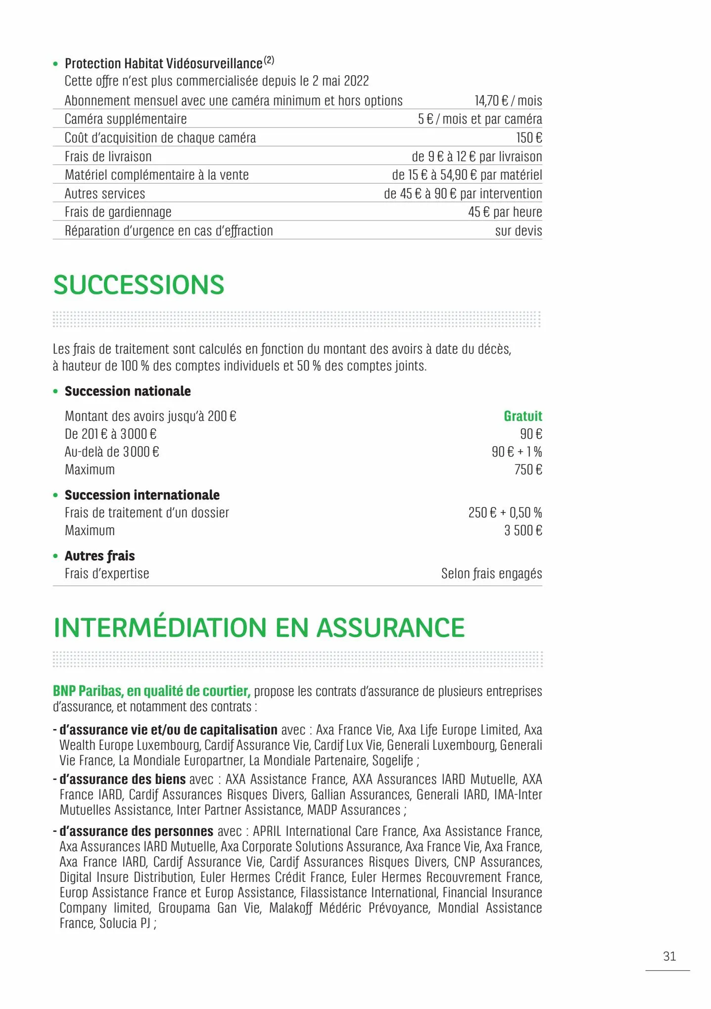 Catalogue BNP Paribas tarifaires, page 00031