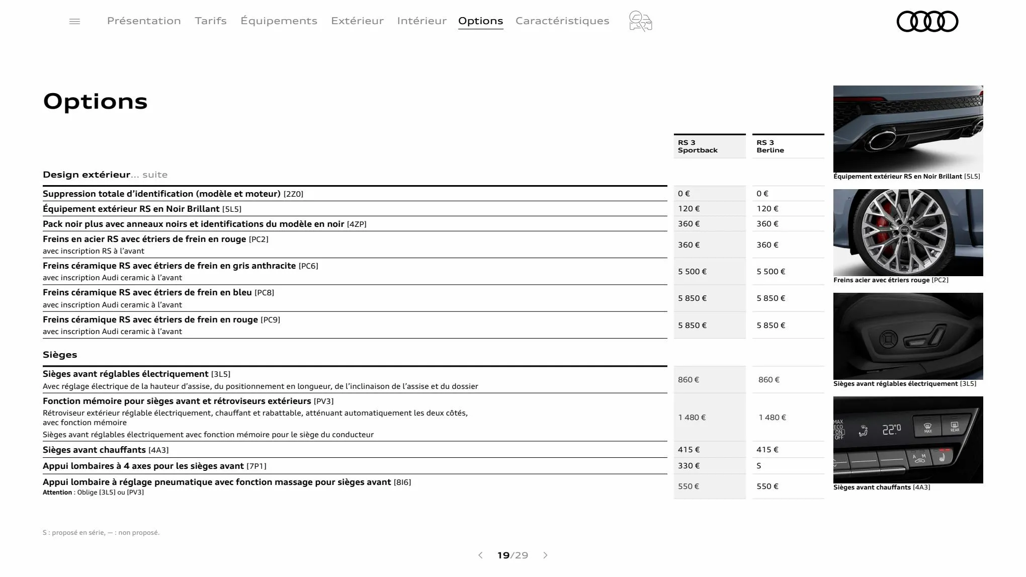 Catalogue RS 3 Sportback, page 00019