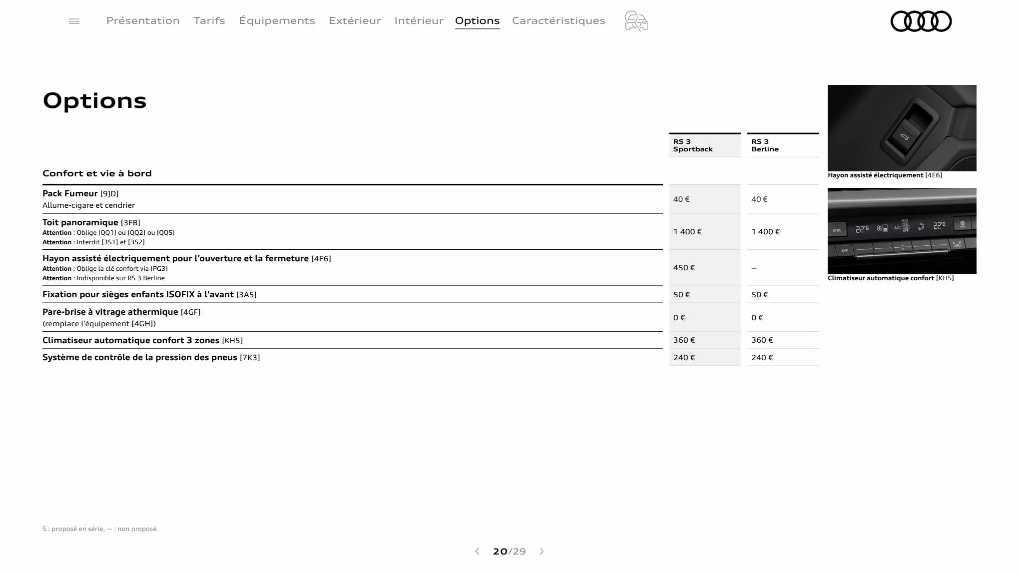 Catalogue RS 3 Sportback, page 00020