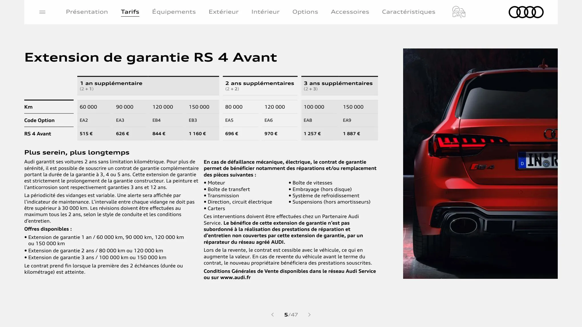 Catalogue RS 4 Avant, page 00005