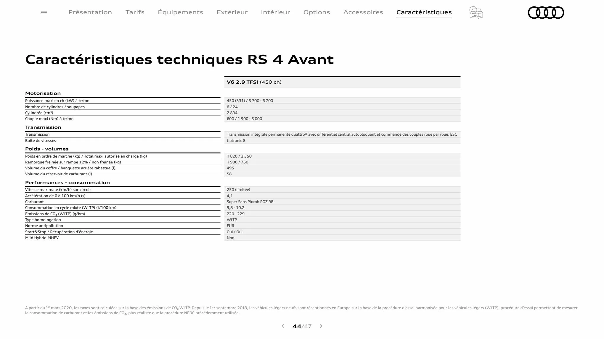 Catalogue RS 4 Avant, page 00044