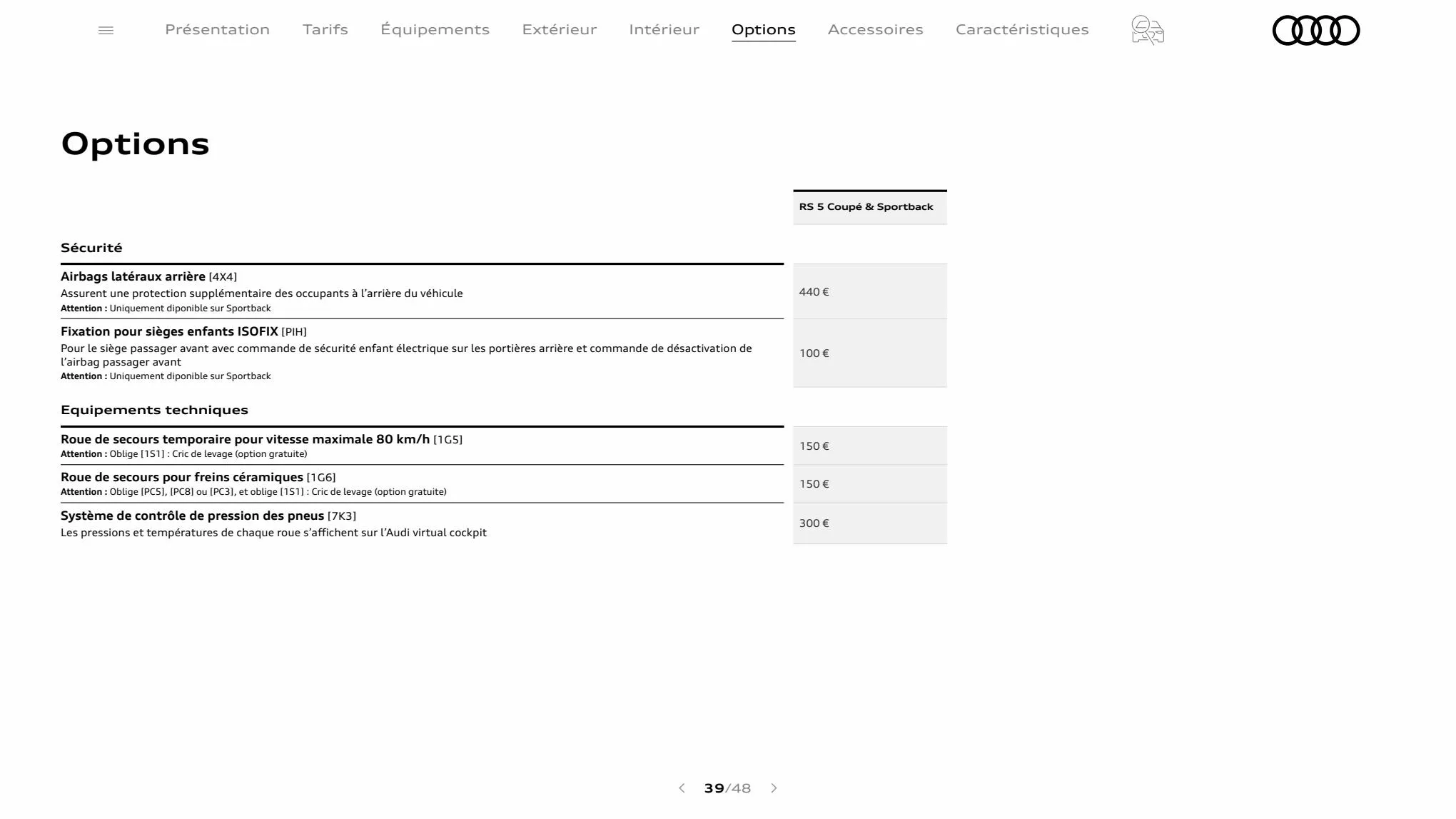 Catalogue RS 5 Coupé, page 00039