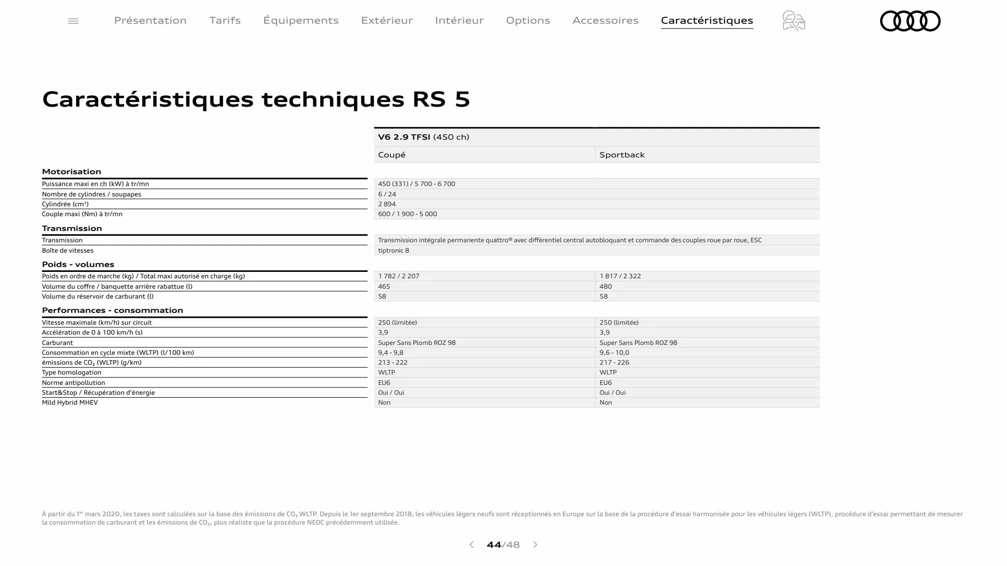 Catalogue RS 5 Coupé, page 00044