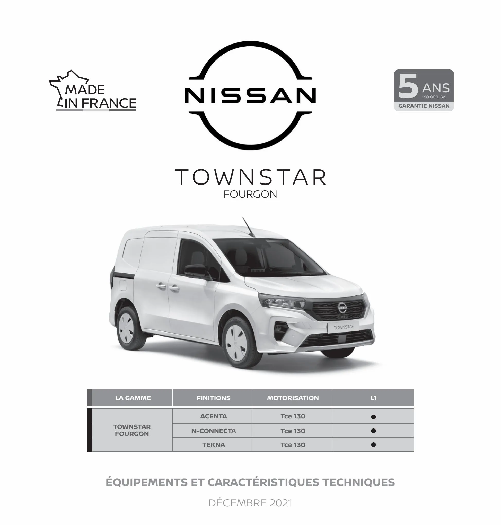 Catalogue Nouveau Nissan Townstar Fourgon, page 00001
