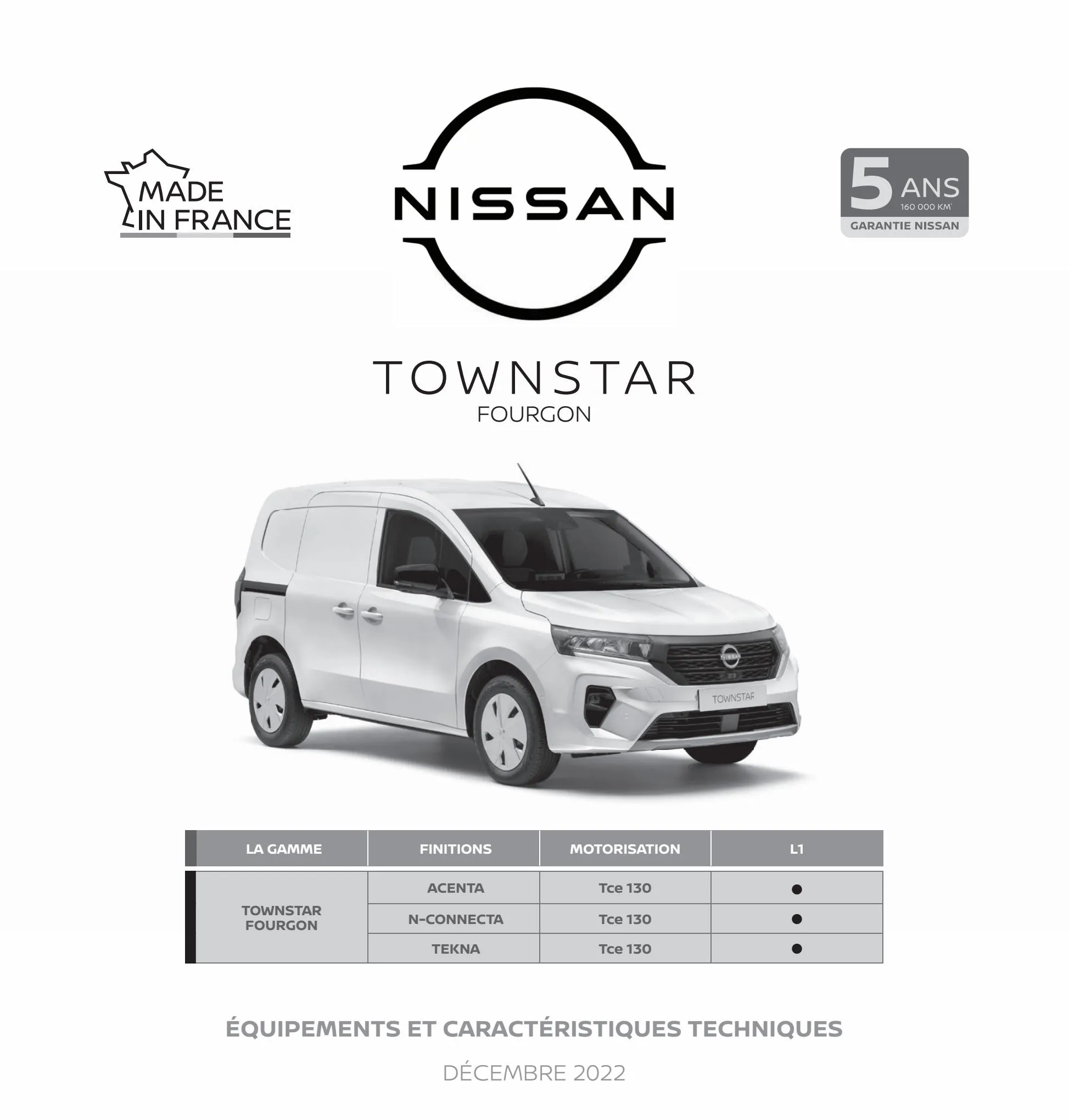 Catalogue Nouveau Nissan Townstar Fourgon, page 00016