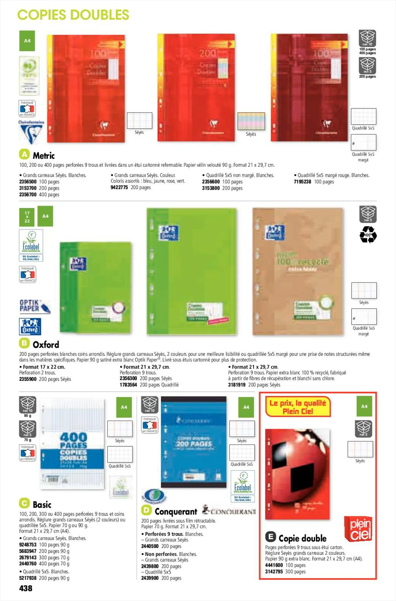 Catalogue Catalogue de bureau Plein Ciel, page 00438