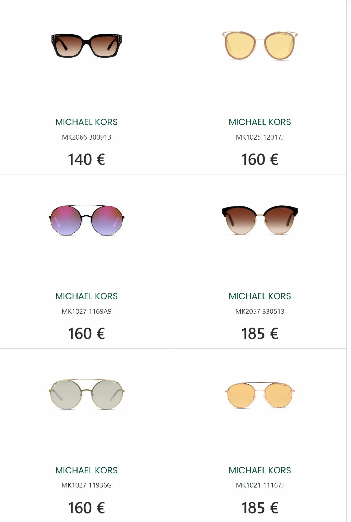 Catalogue Lunettes de Soleil Michael Kors, page 00005