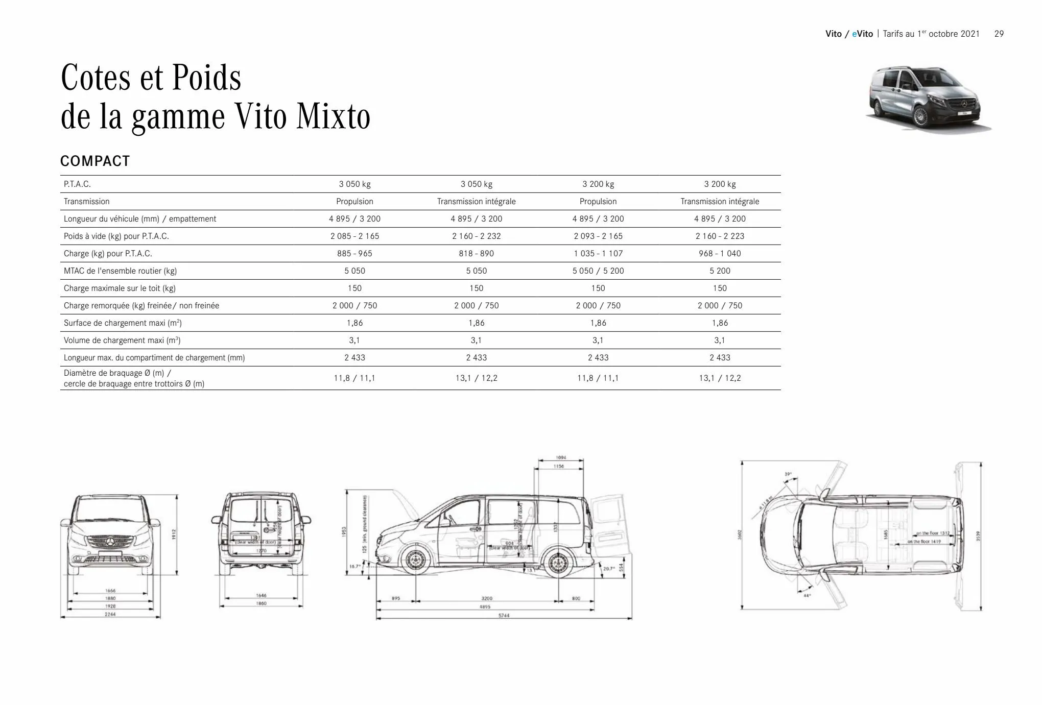 Catalogue Tarifs et brochures Vito/eVito, page 00029