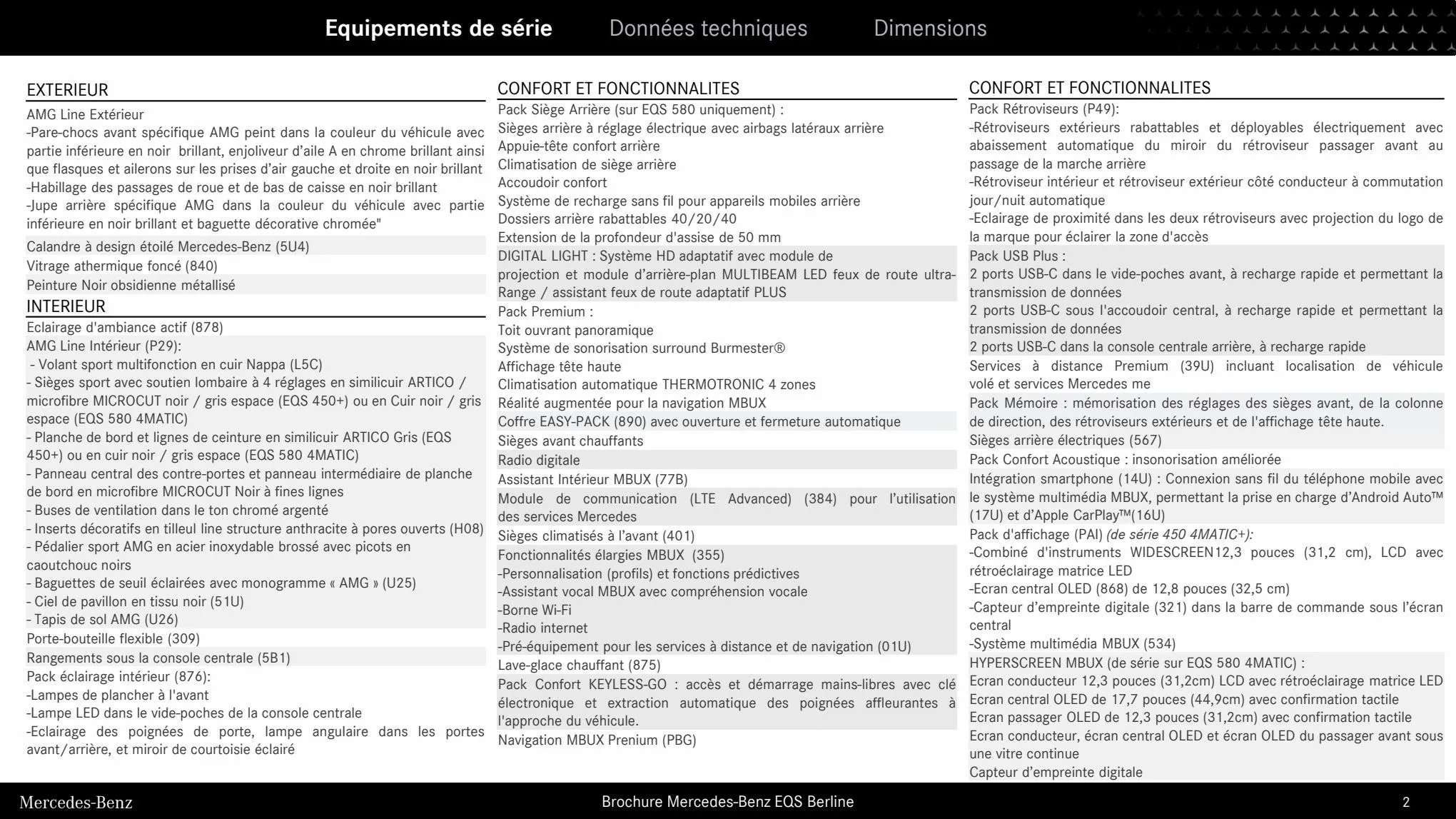 Catalogue Brochure EQS Berline, page 00002