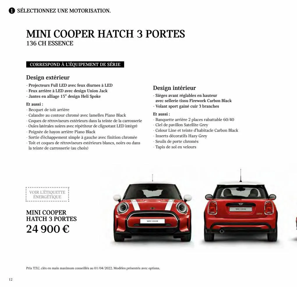 Catalogue MINI Hatch 3 portes., page 00012