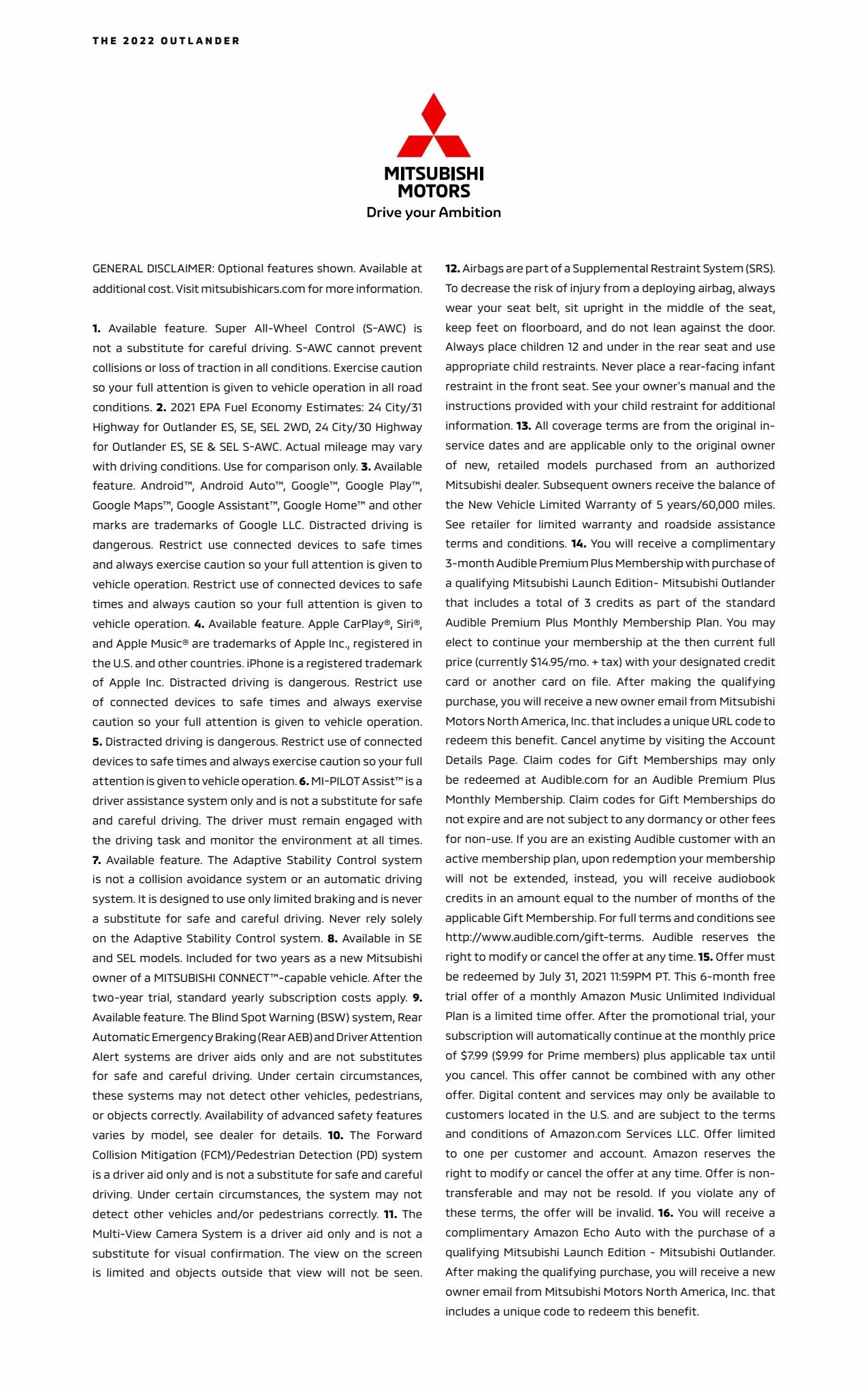 Catalogue THE 2022 MITSUBISHI OUTLANDER, page 00029